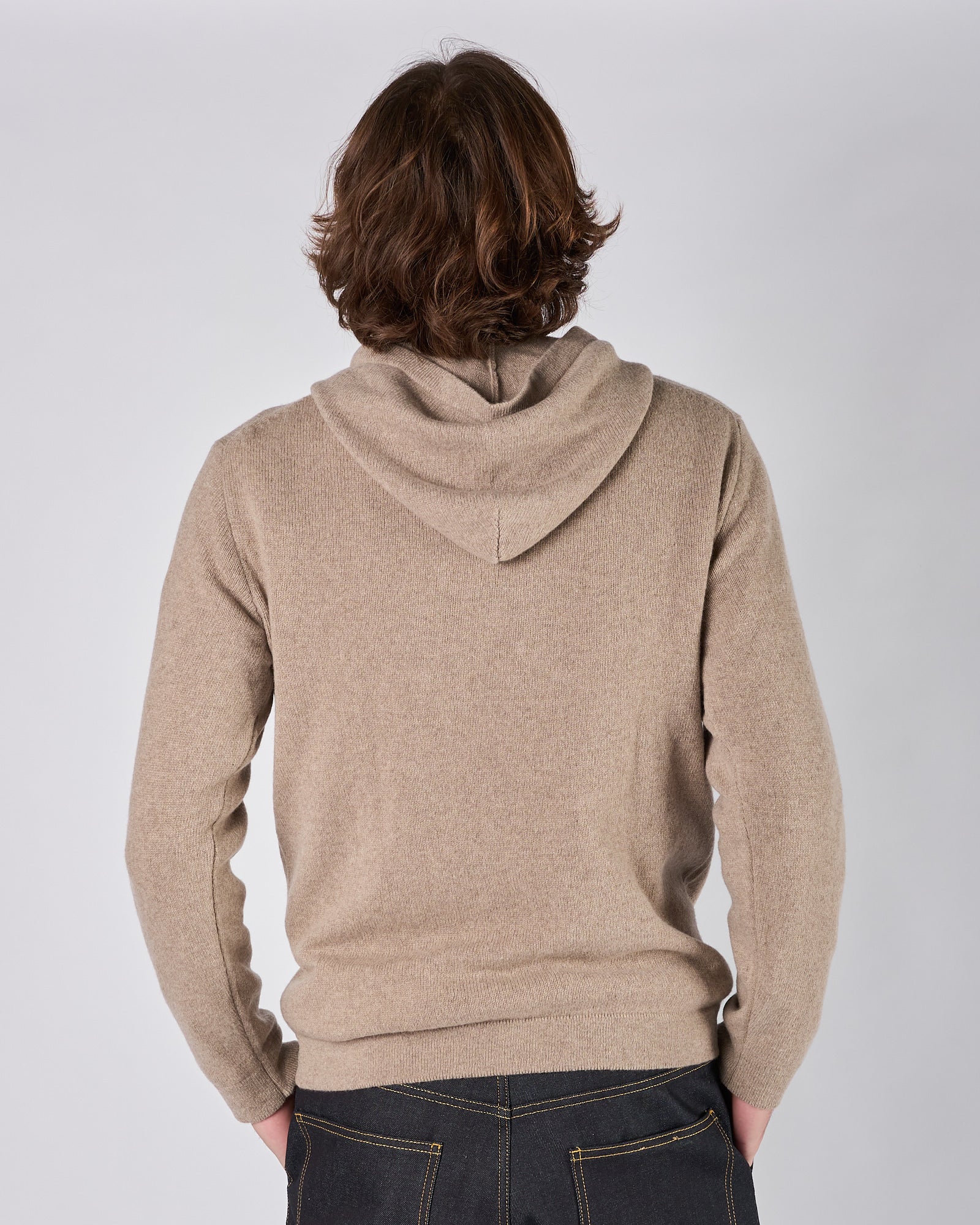 Maglia A|STORE con cappuccio beige in cachemere