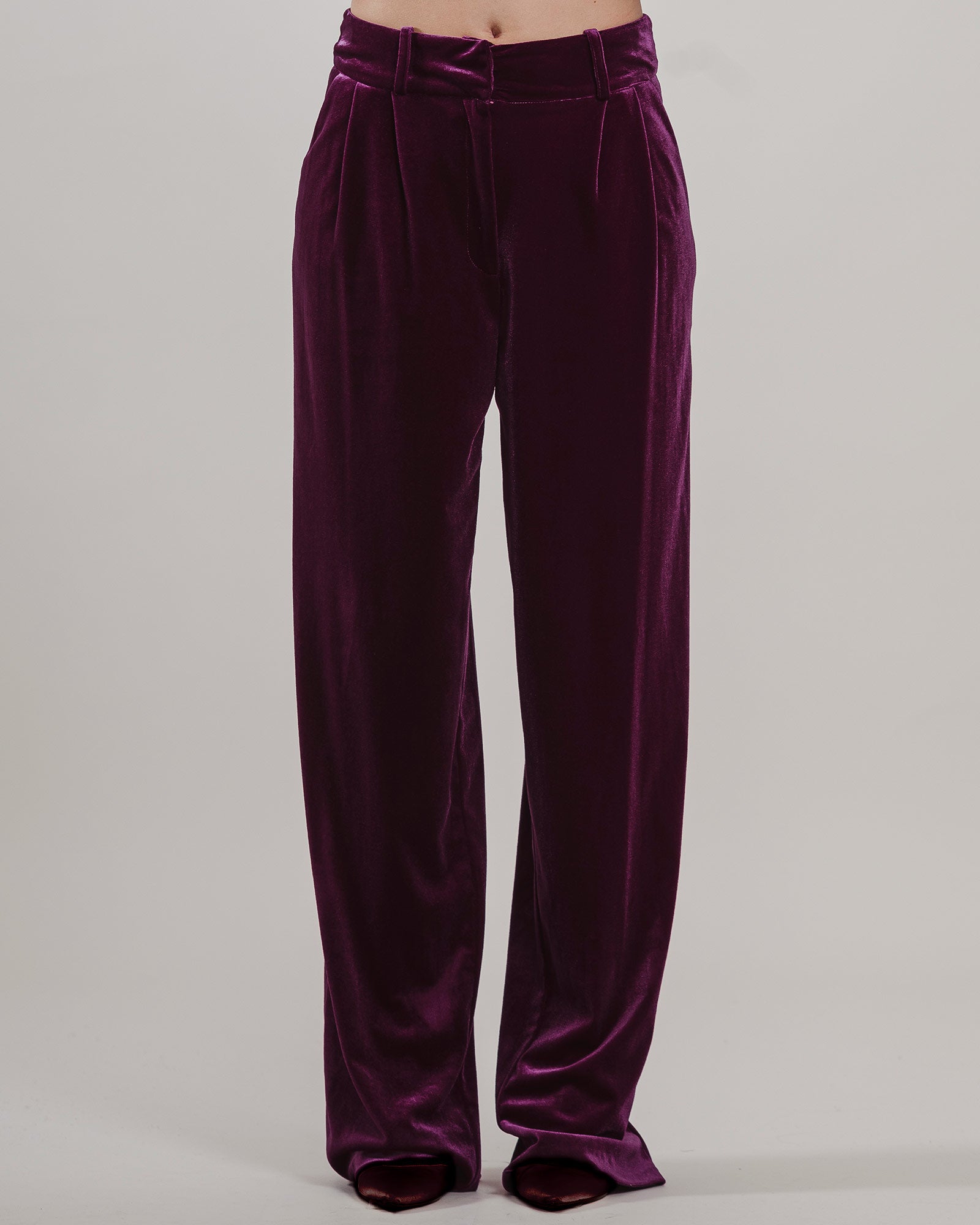 Pantalone Actualee in velluto viola