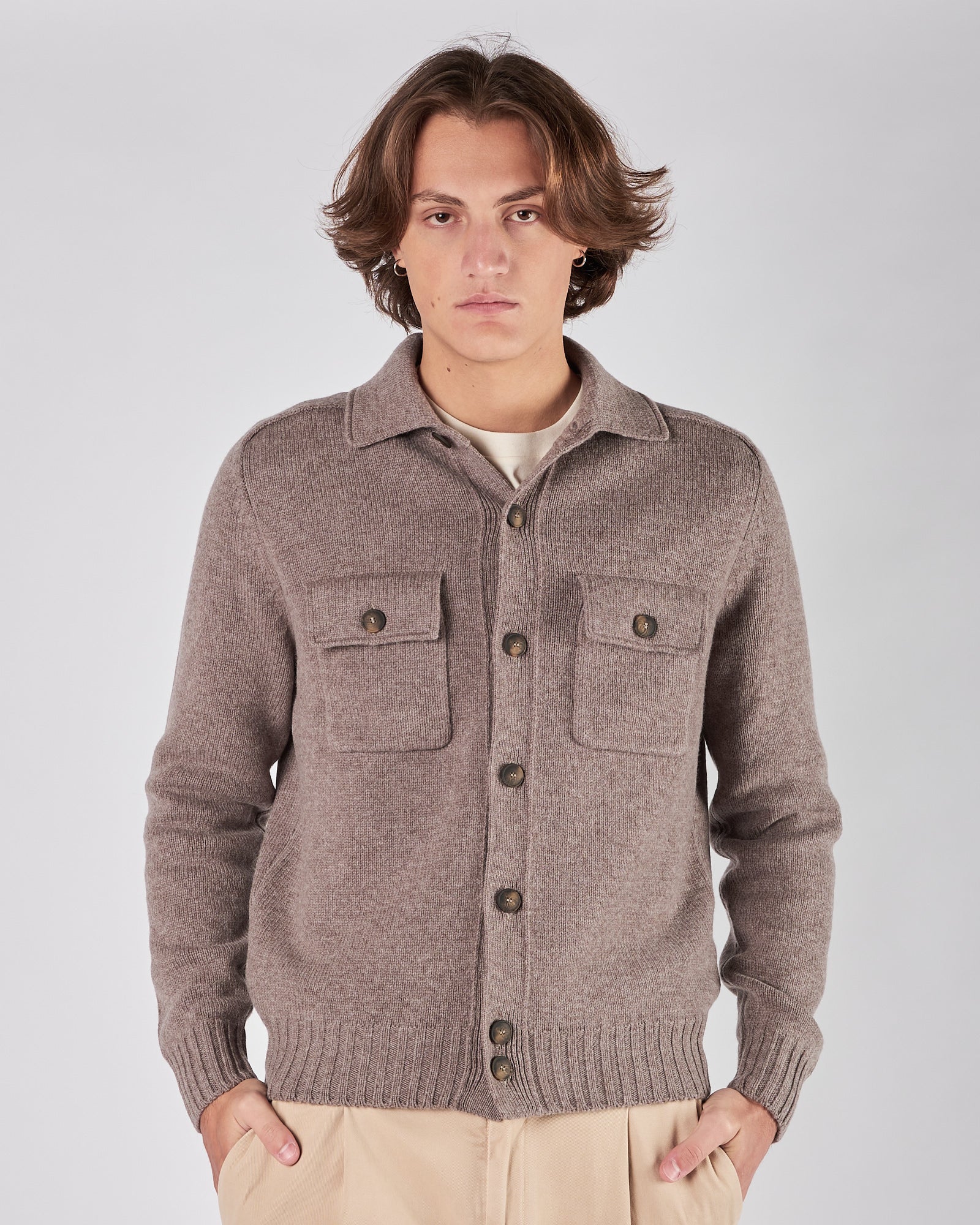 Cardigan A|STORE tortora con bottoni