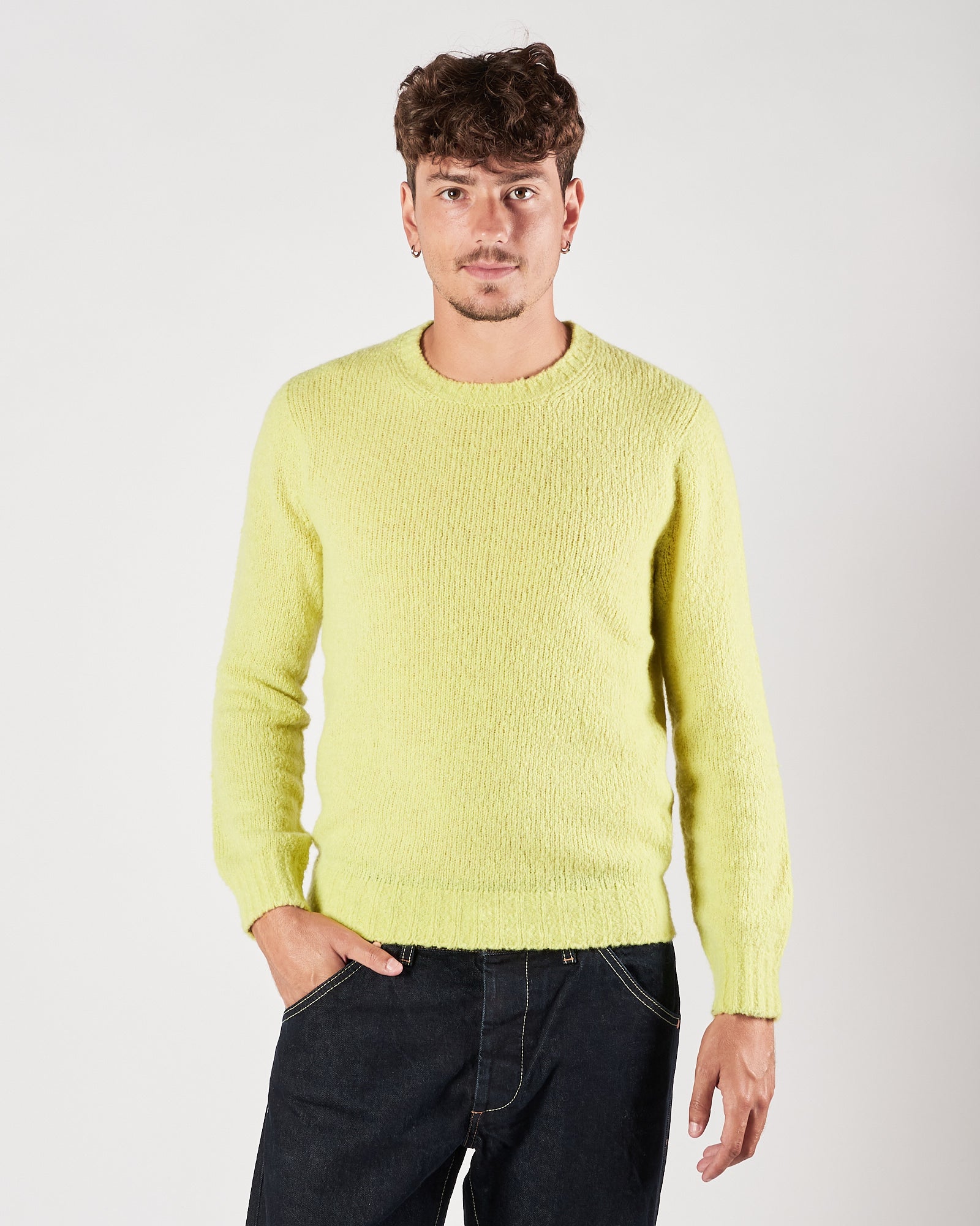Maglia A|STORE lana e cachemere girocollo lime