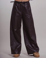 Pantalone Tela in pelle marrone scuro