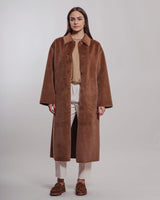 Cappotto Molliolli ecopelliccia cammello