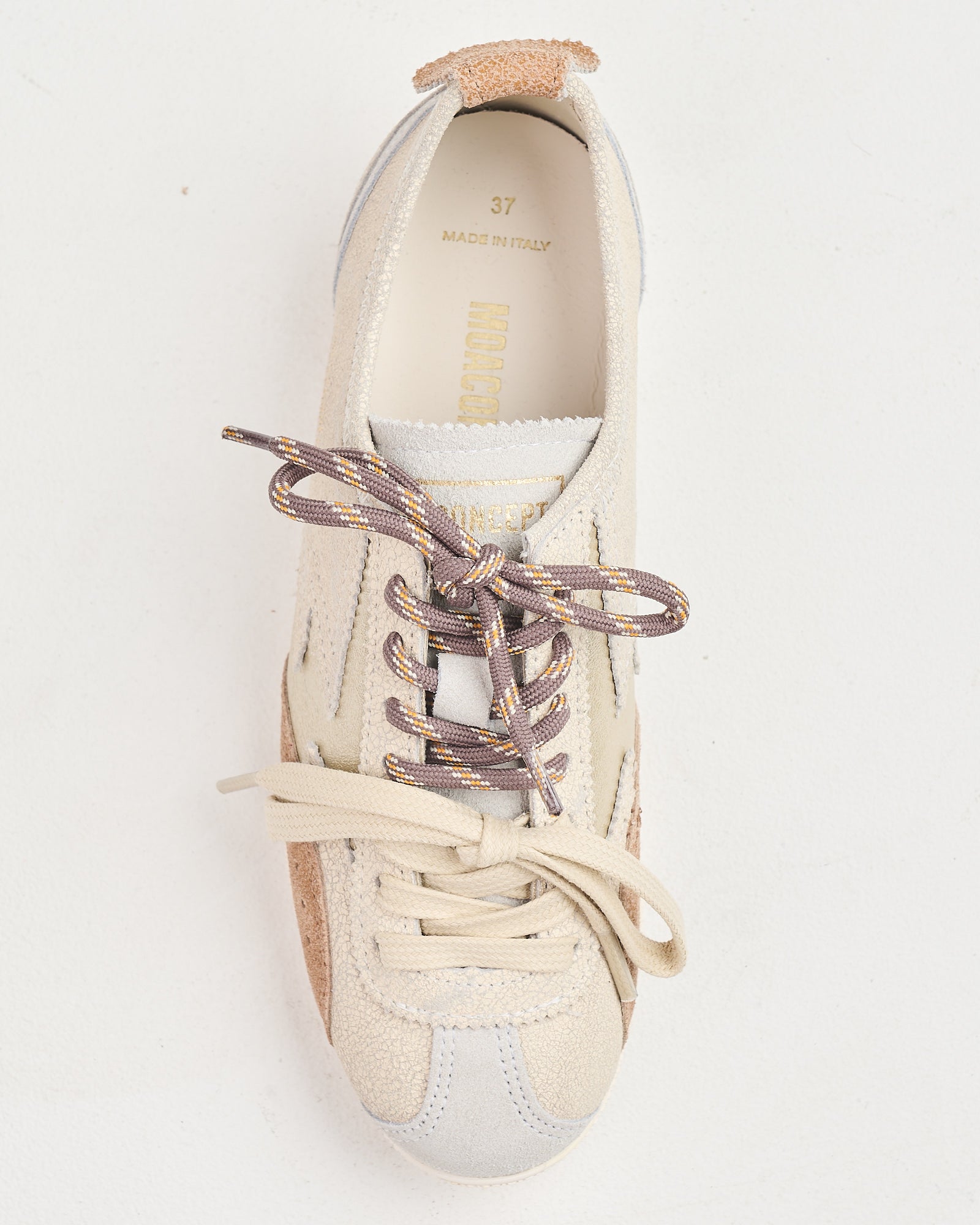 Sneaker Moaconcept Off white/Cognac dettaglio oro