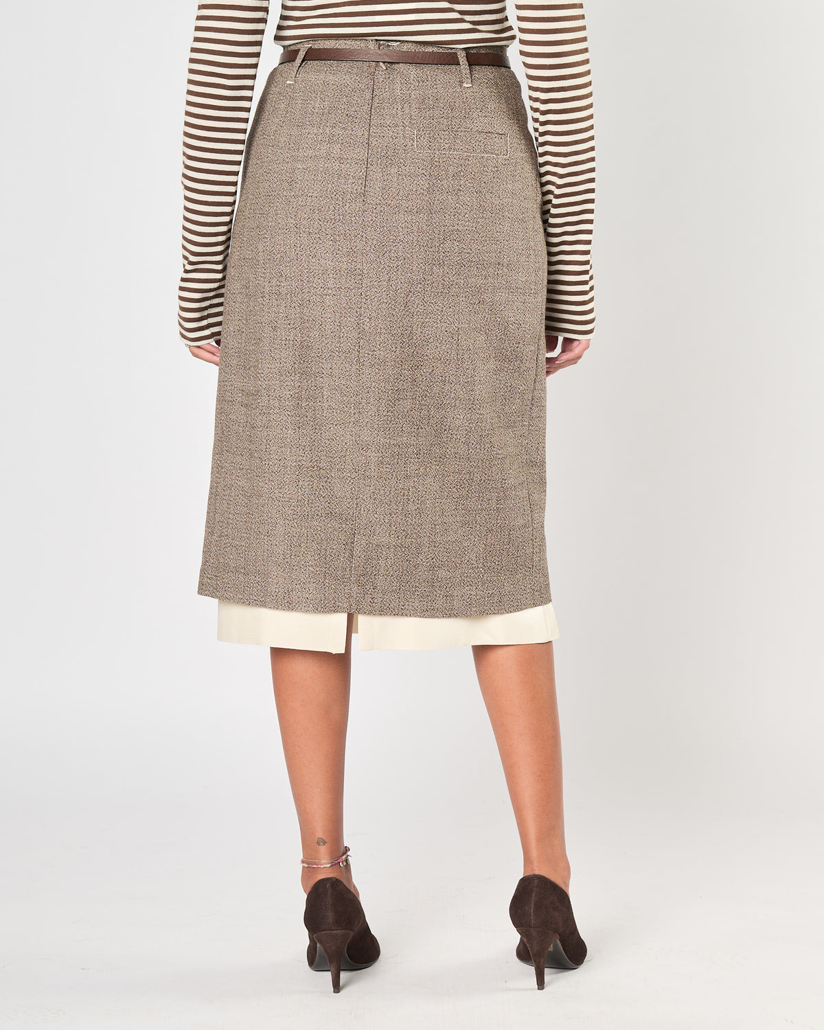 Gonna Tela9 midi asimmetrica beige