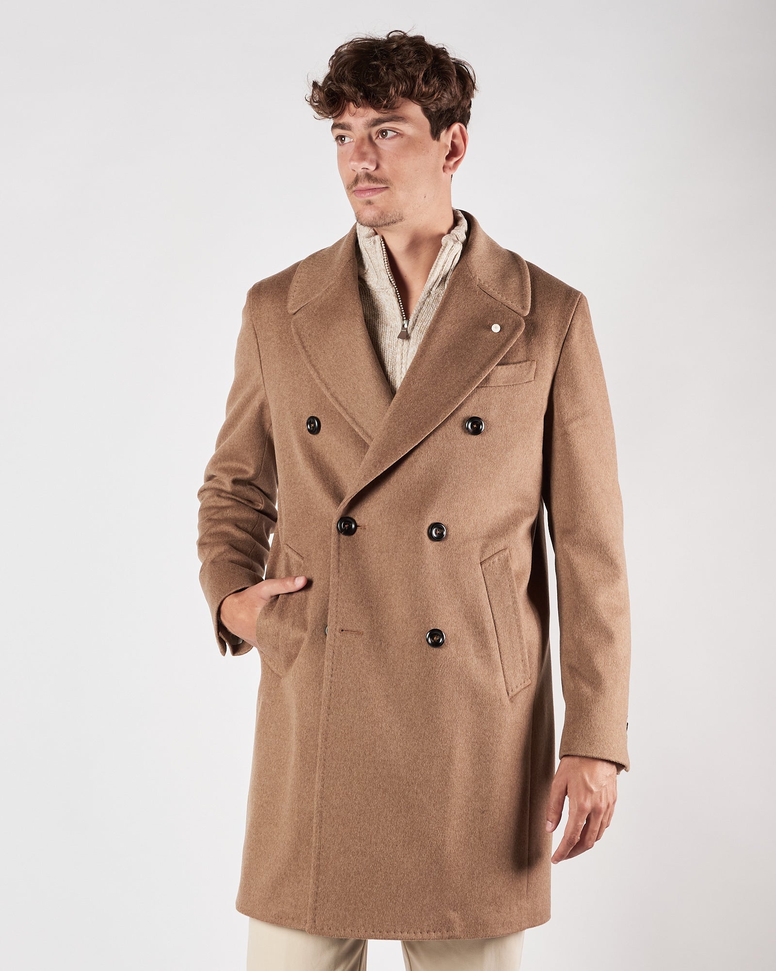 Cappotto Luigi Bianchi doppio petto cammello