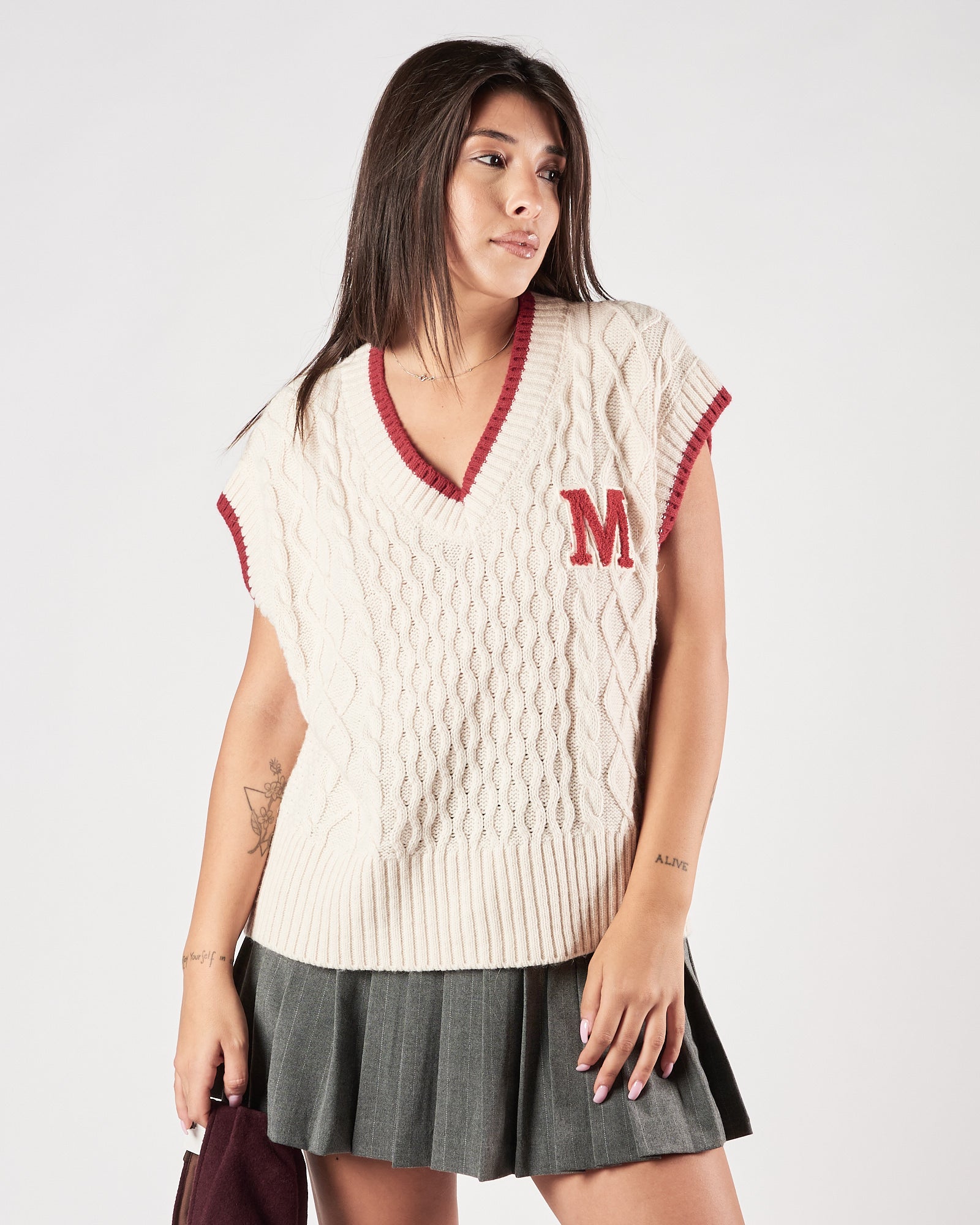 Gilet Marc Ellis scollo v panna e rosso