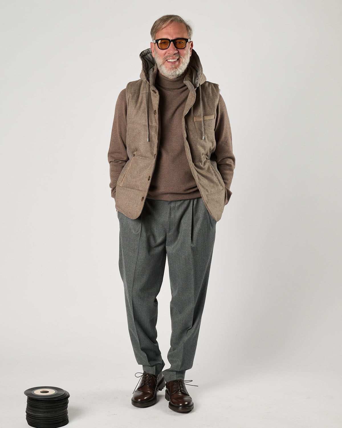 Gilet A|STORE in flanella trapuntato tortora