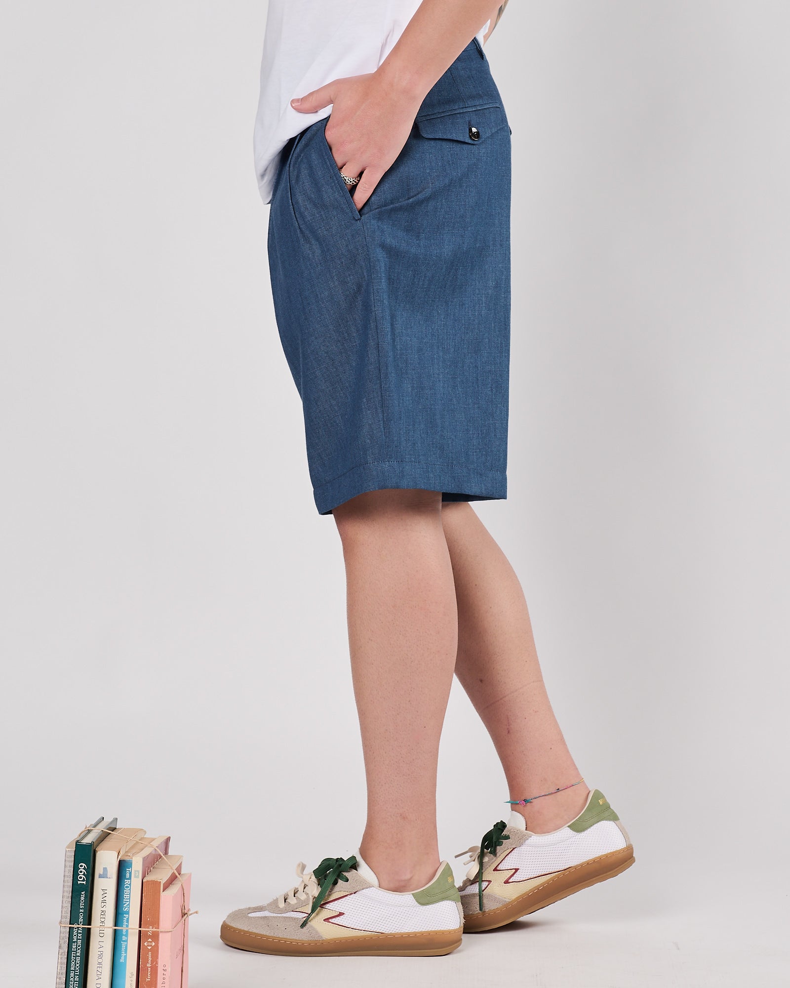 Bermuda Berwich con pence effetto denim