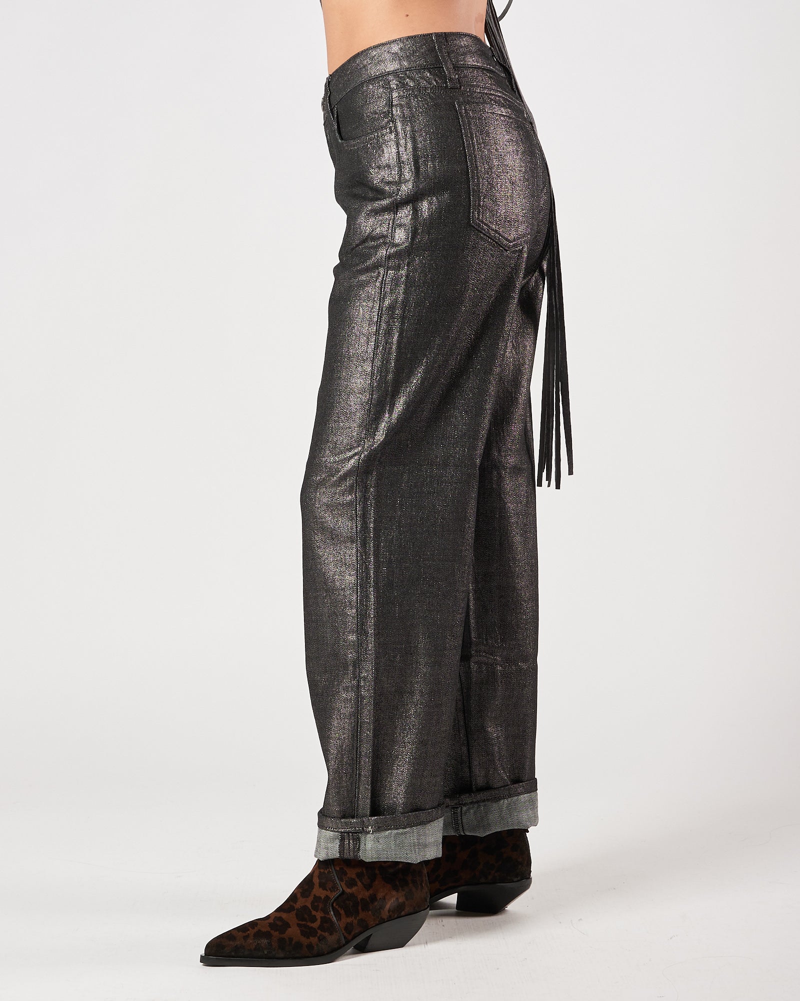 Jeans Shaft morbido grigio laminato