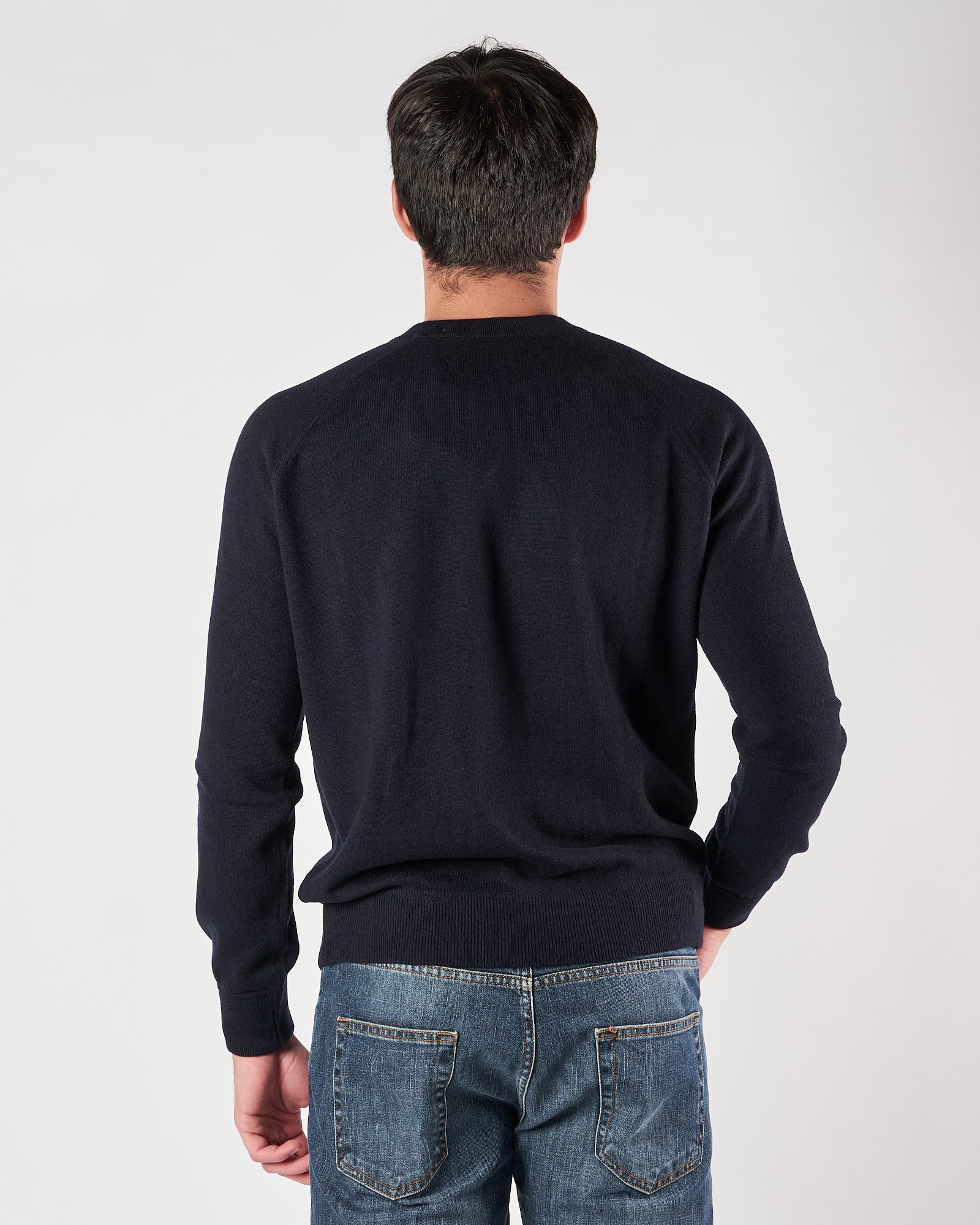 Maglia A|STORE in lana girocollo taglio felpa blu