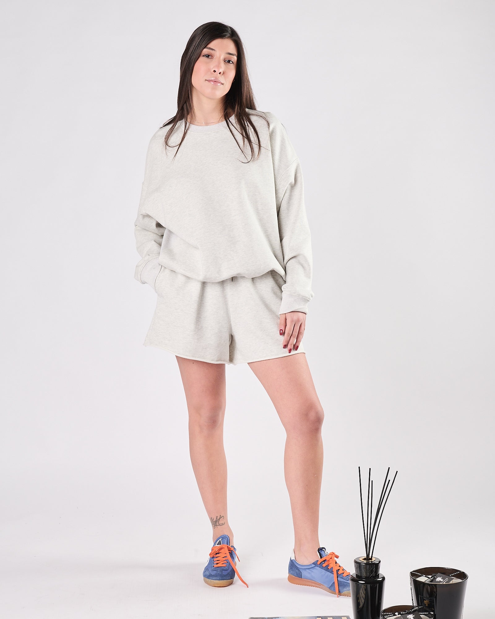 Short Eleh in felpa grigio