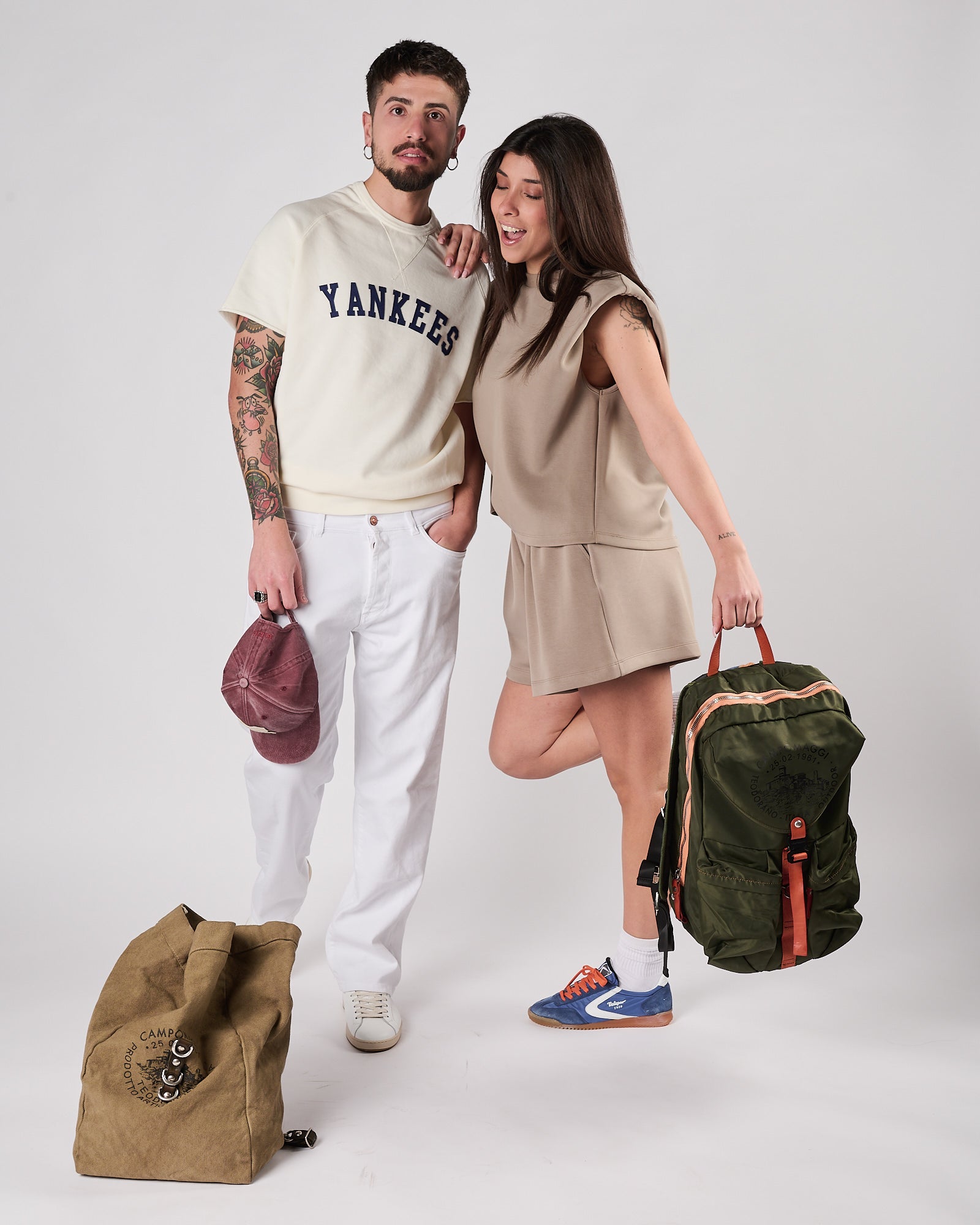 Felpa Chesapeake's mezza manica crema con stampa