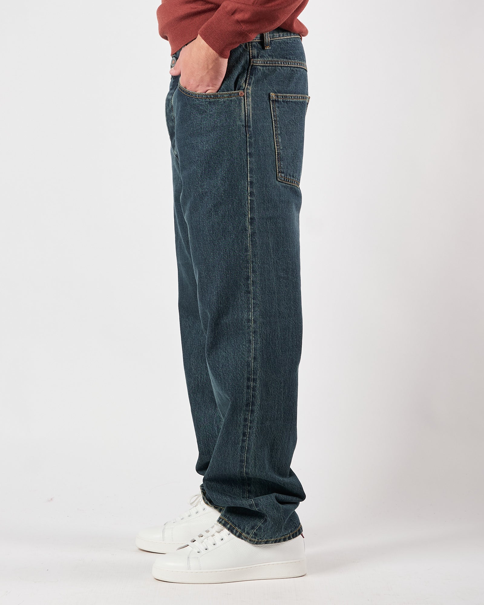 Jeans Tela Genova cinque tasche blu lavato