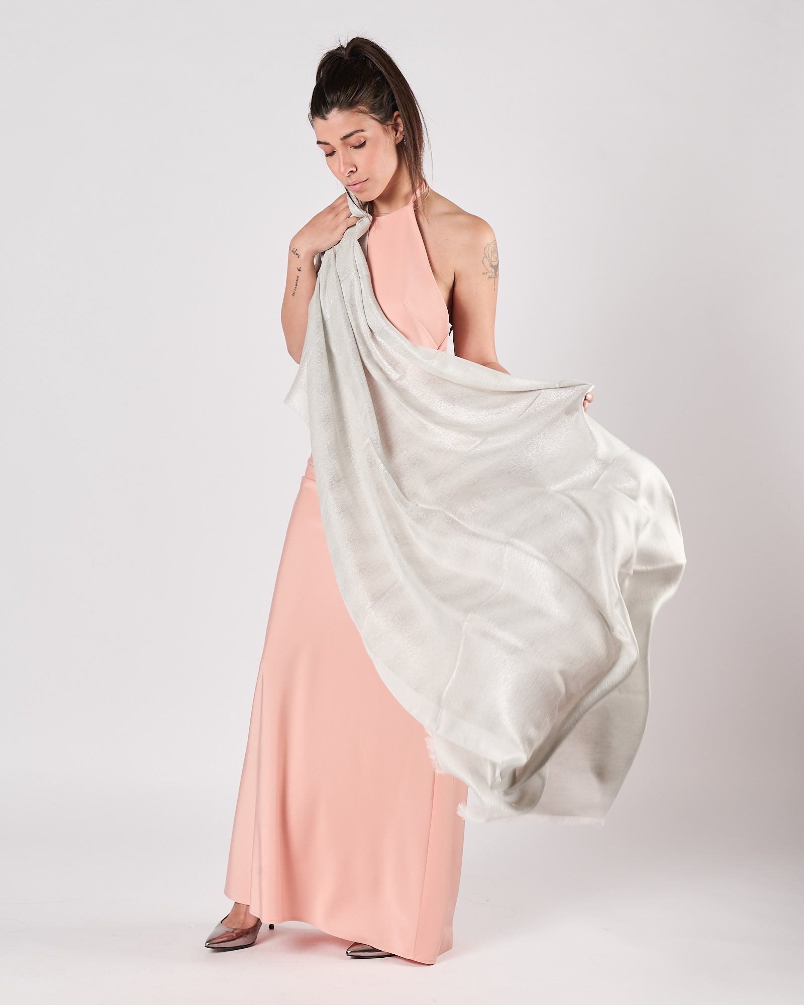 Sciarpa D'Aniello argento trama lurex