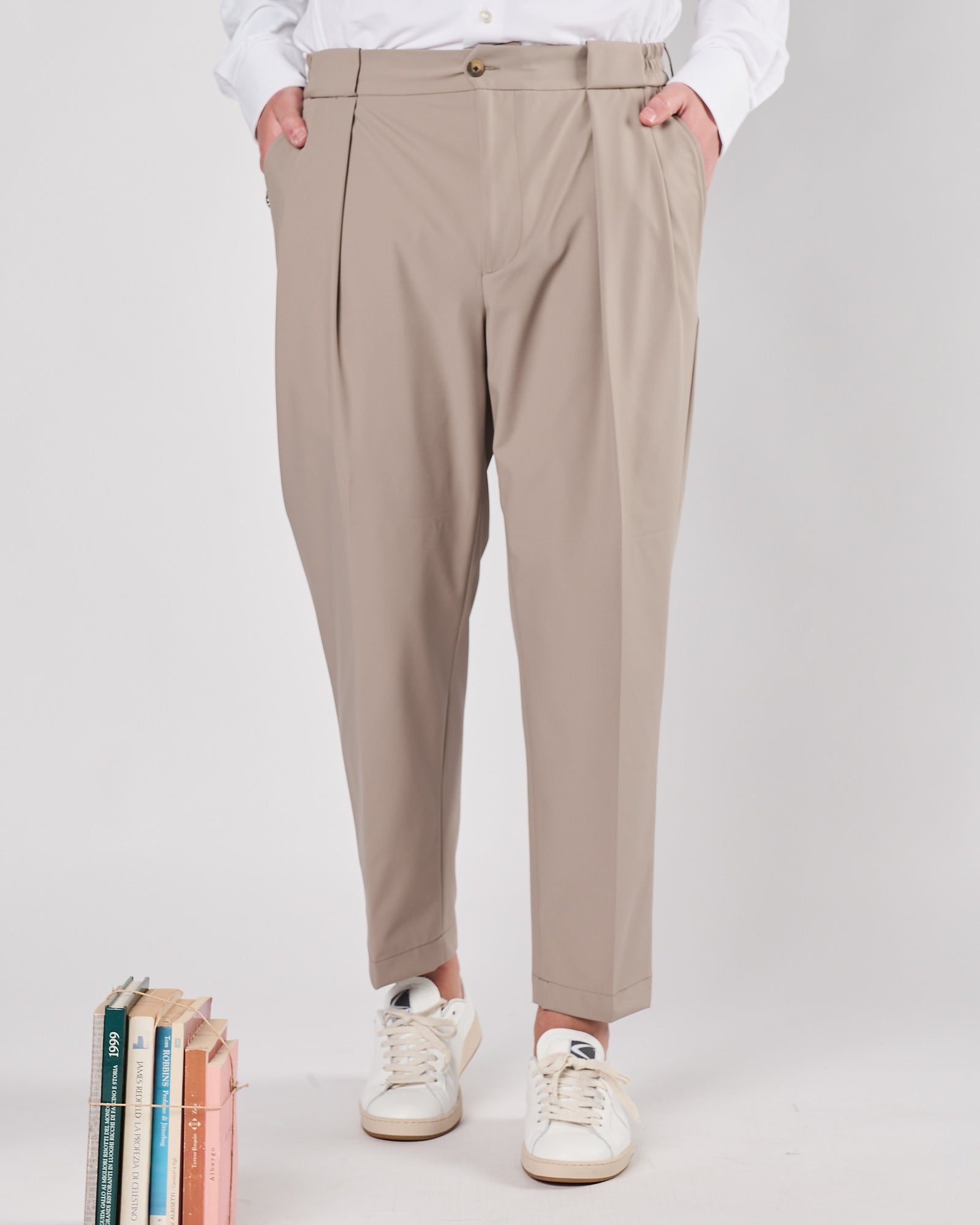 Paantalone Lbm1911 doppia pence in jersey beige