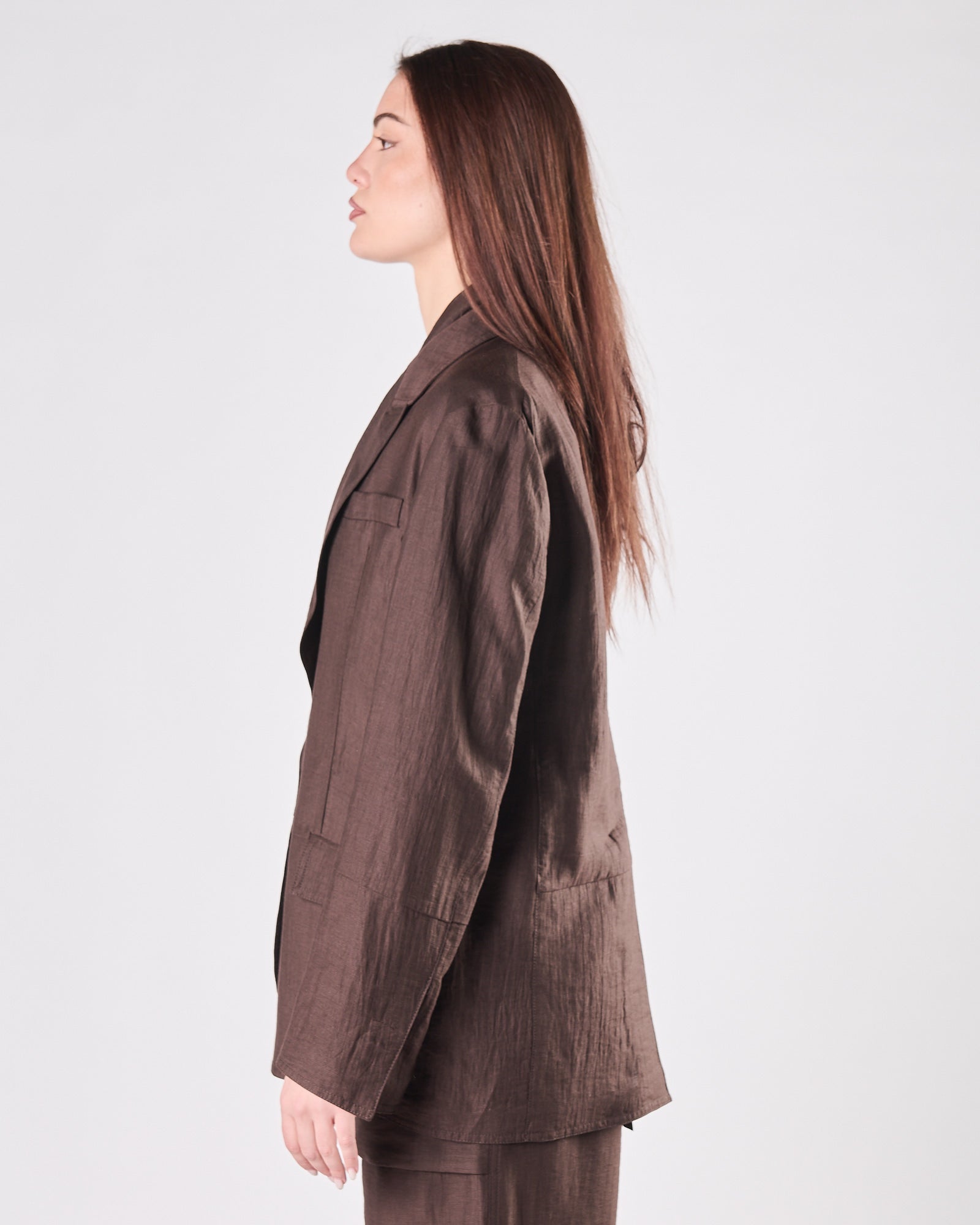 Giacca Tela9 un petto in lino moro