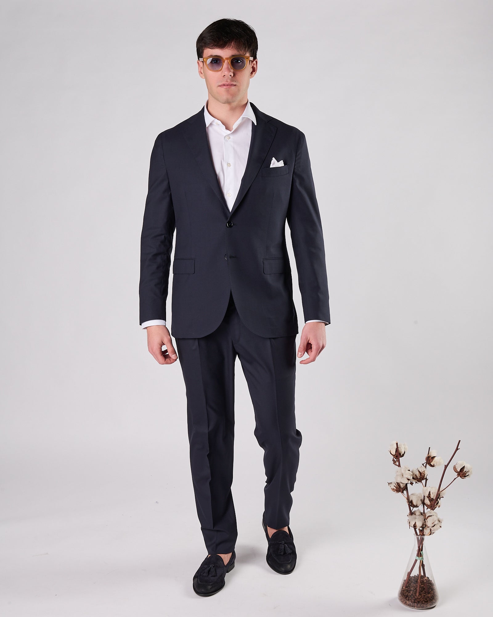 Abito A|STORE un petto blu tessuto titolato