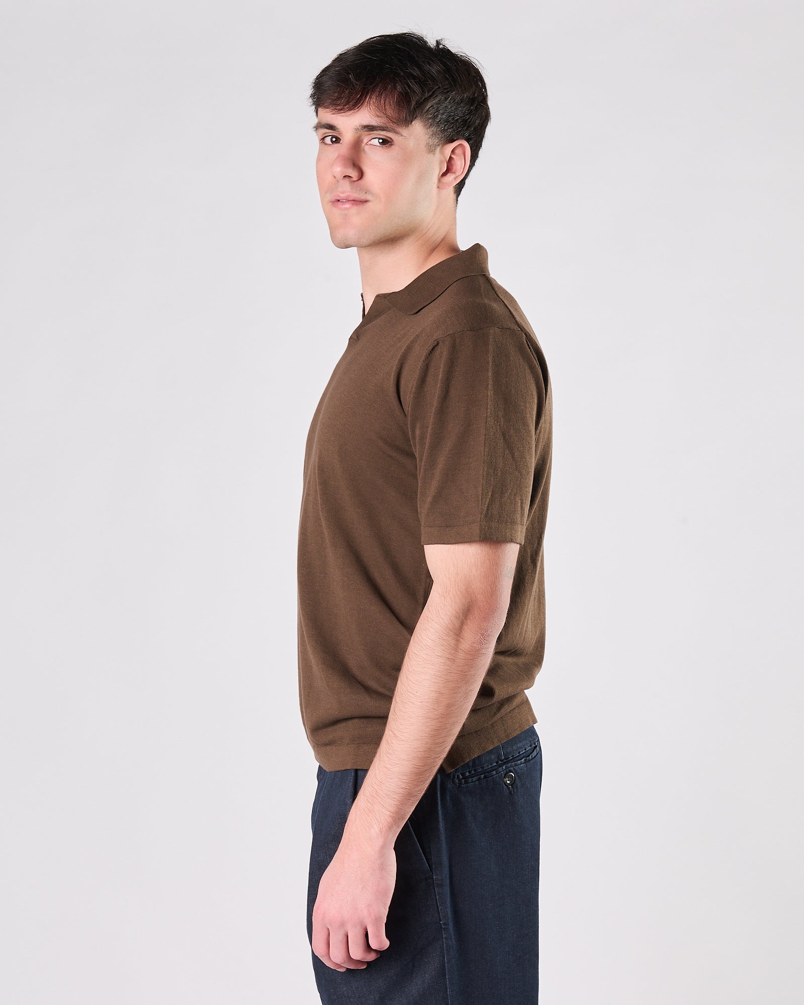 Polo Aimé in maglia manica corta cioccolato
