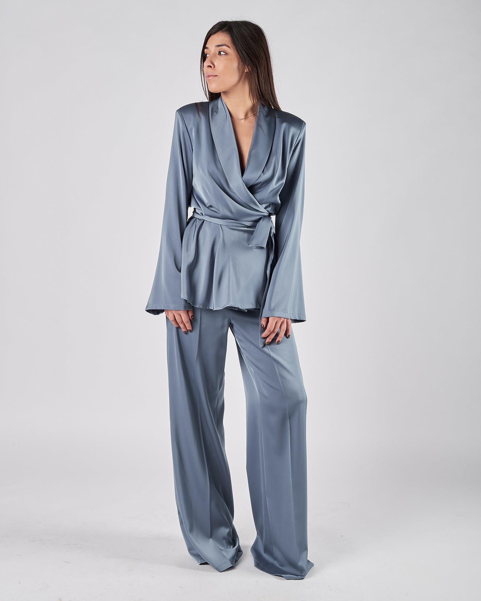 Giacca Silence in satin denim