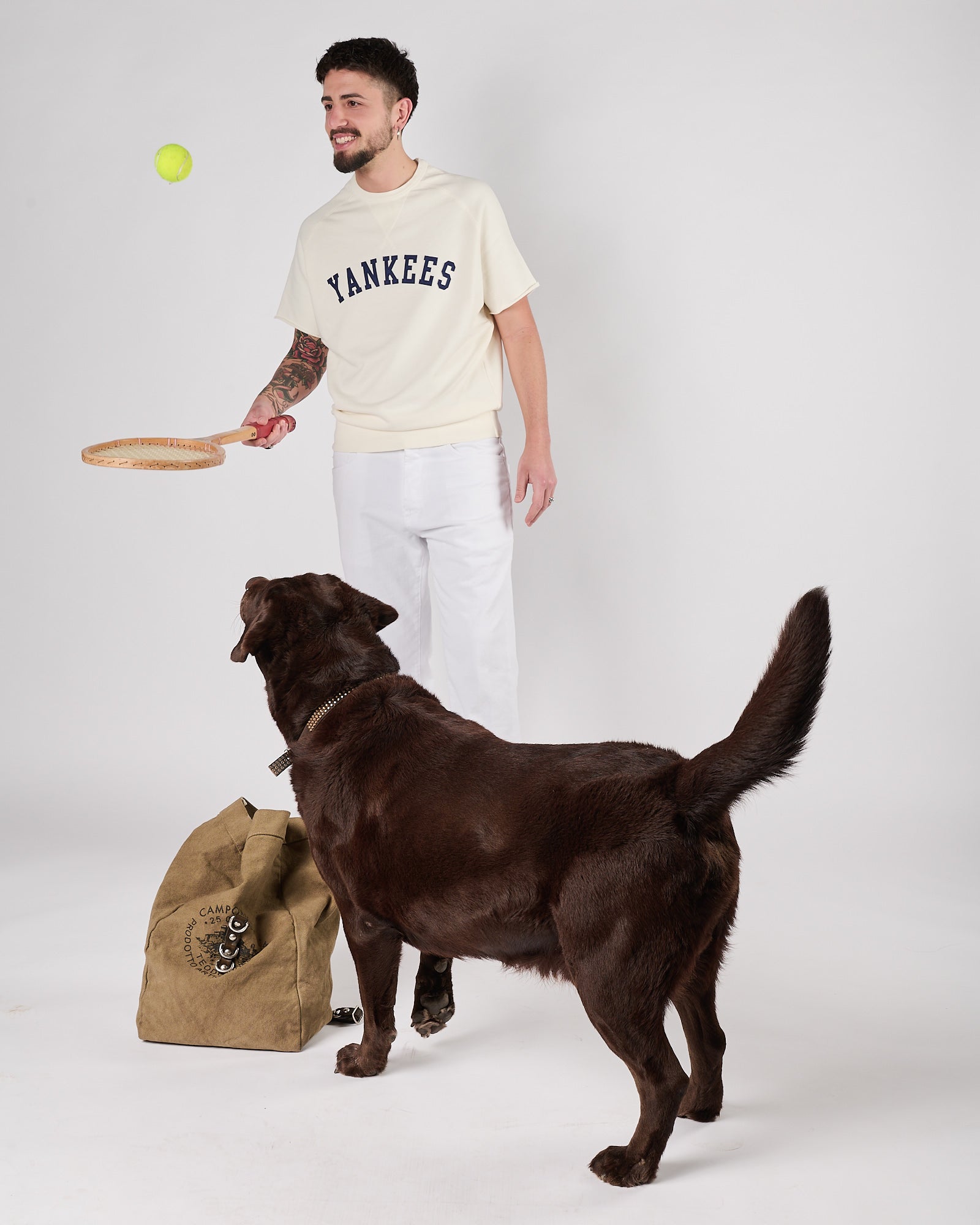 Felpa Chesapeake's mezza manica crema con stampa