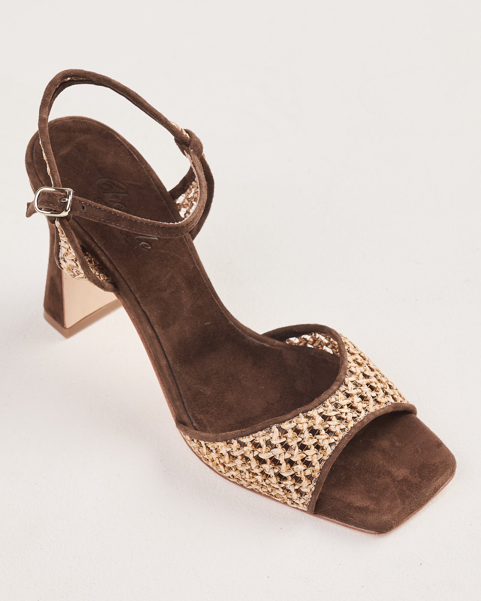 Sandalo Cheville con tacco sabbia e moro