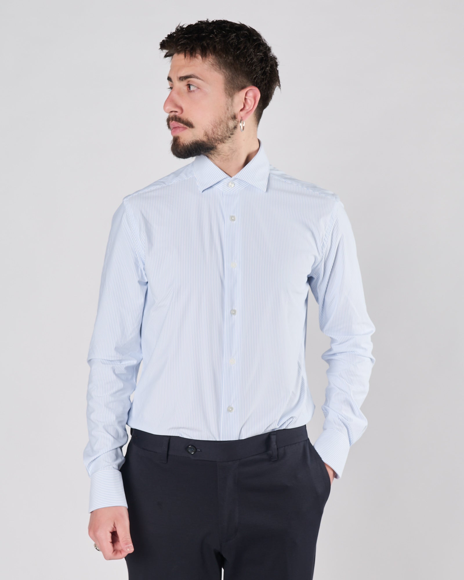 Camicia Xacus active fantasia riga celeste