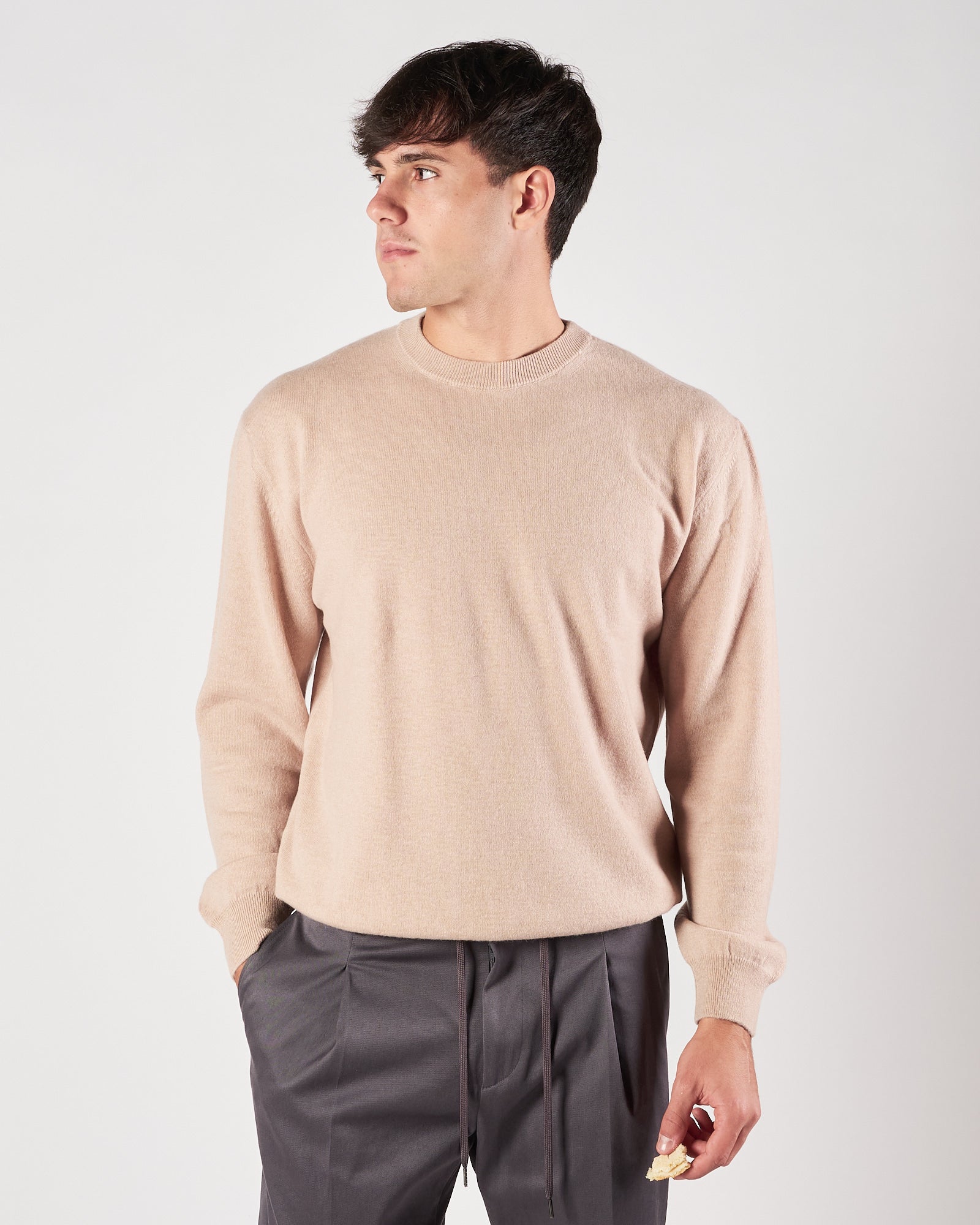 Maglia A|STORE girocollo beige in cachemere over