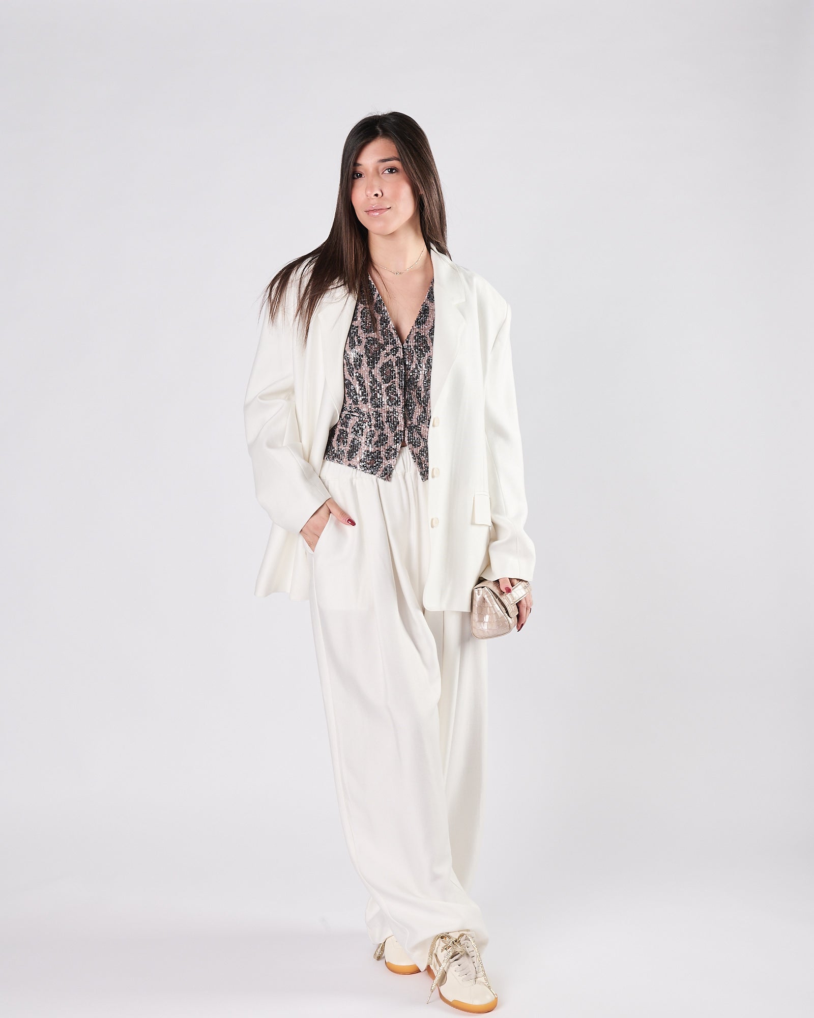 Pantalone Eleh con elastico in vita morbido bianco