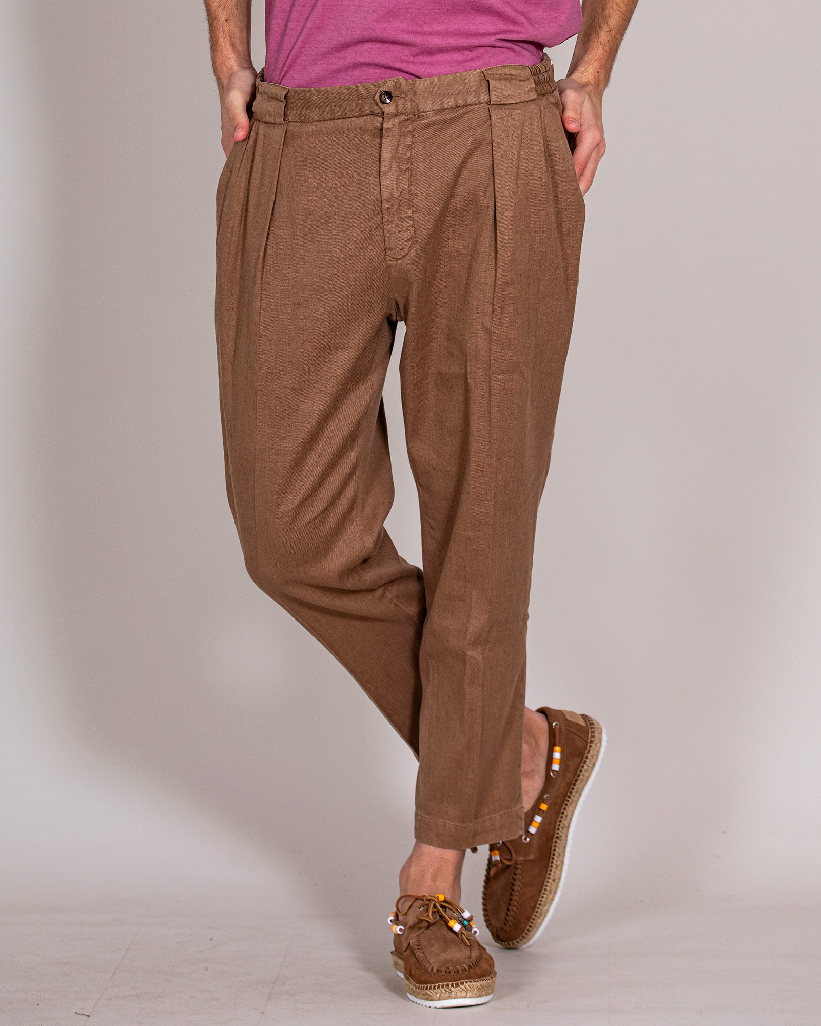 Pantalone doppia pence coccio