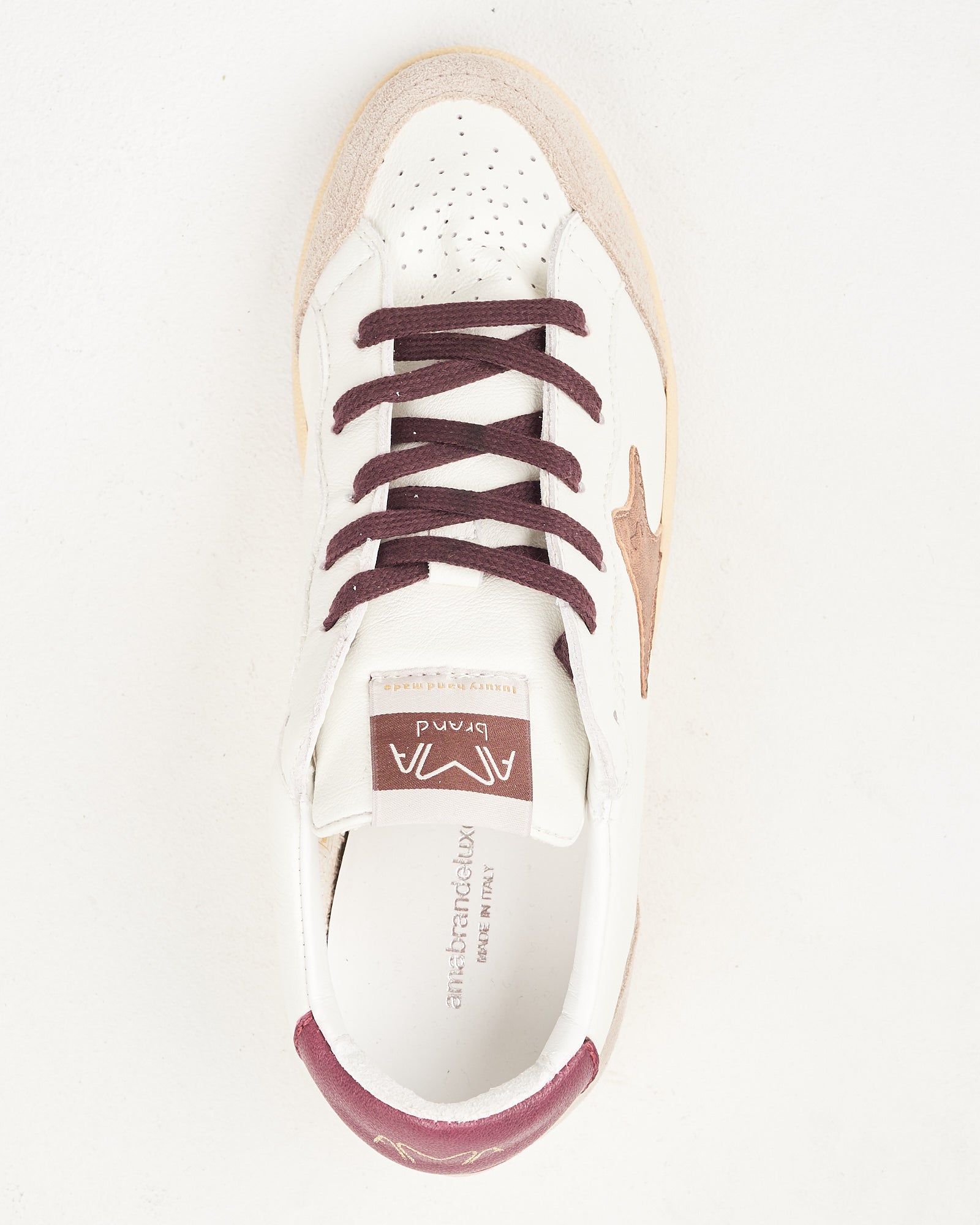 Sneaker Ama Brand in suede e pelle beige bordeaux