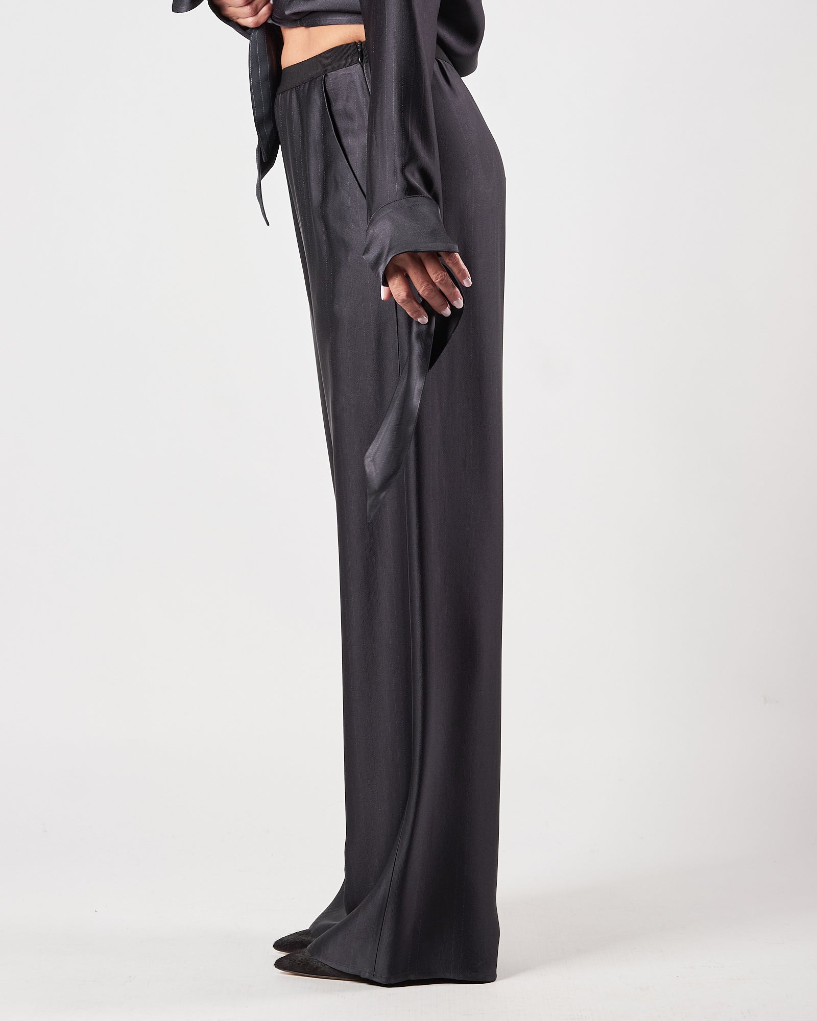 Pantalone Tela9 fluido gessato blu