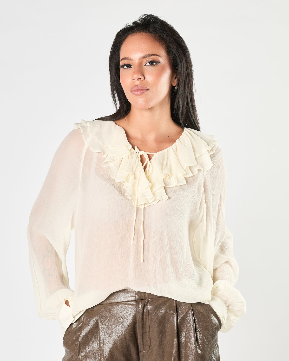 Camicia Eleh con dettaglio crema