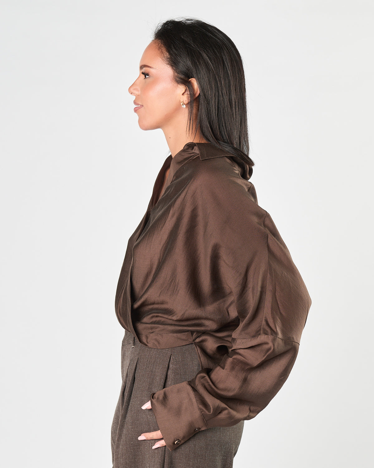 Camicia Eleh fluida cioccolato