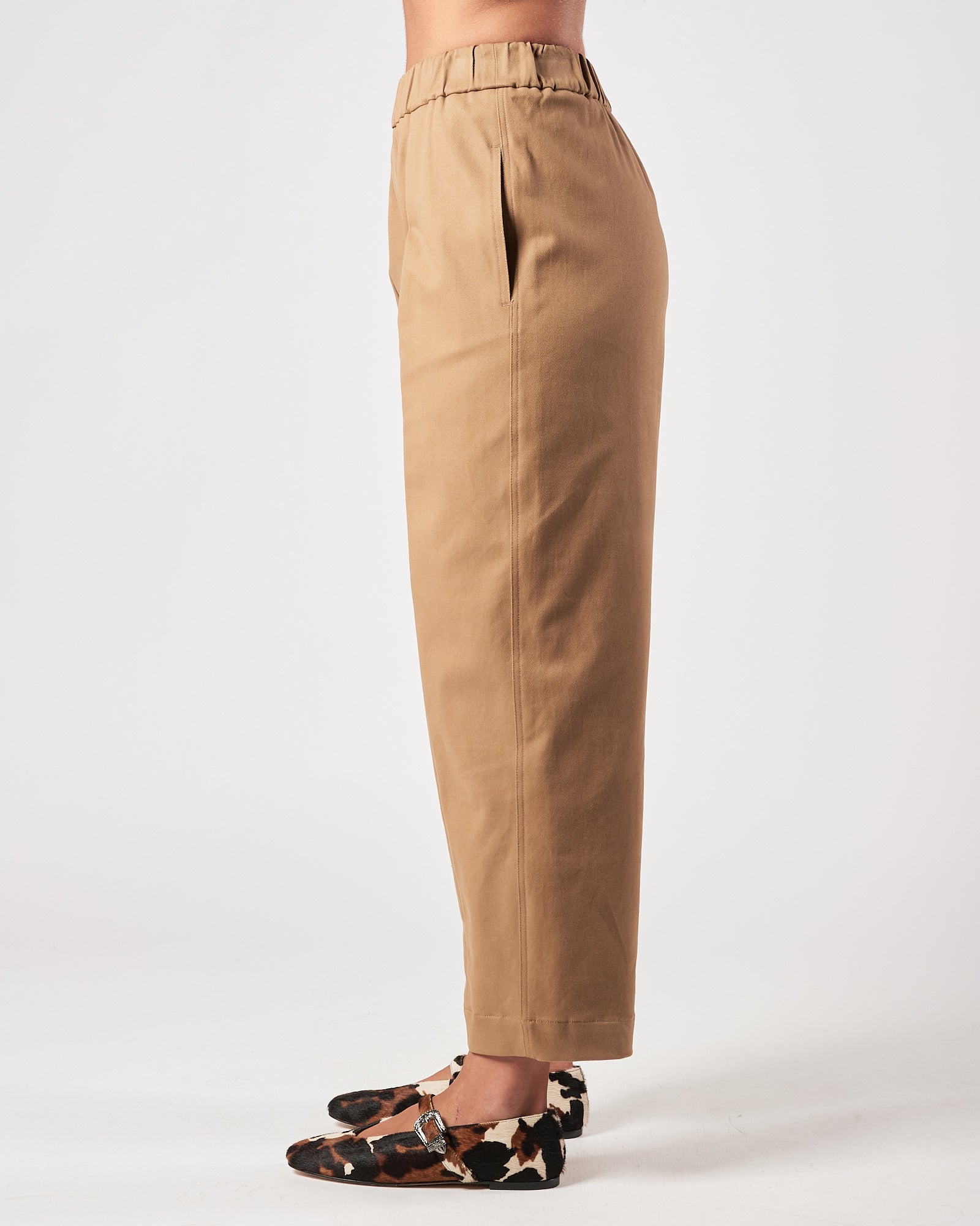 Pantalone Tela9 con elastico in vita cammello