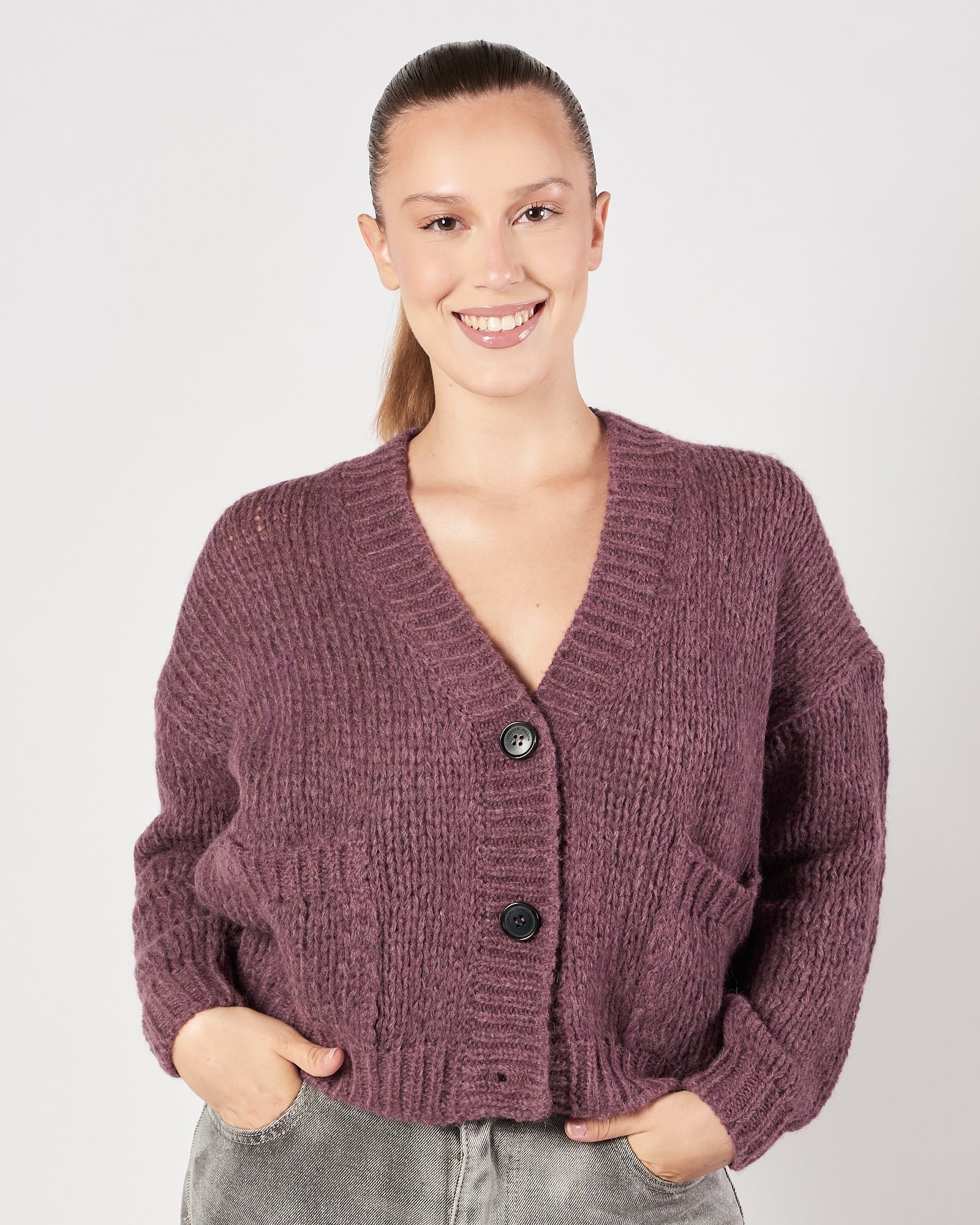 Cardigan Roberto Collina scollo bordeaux