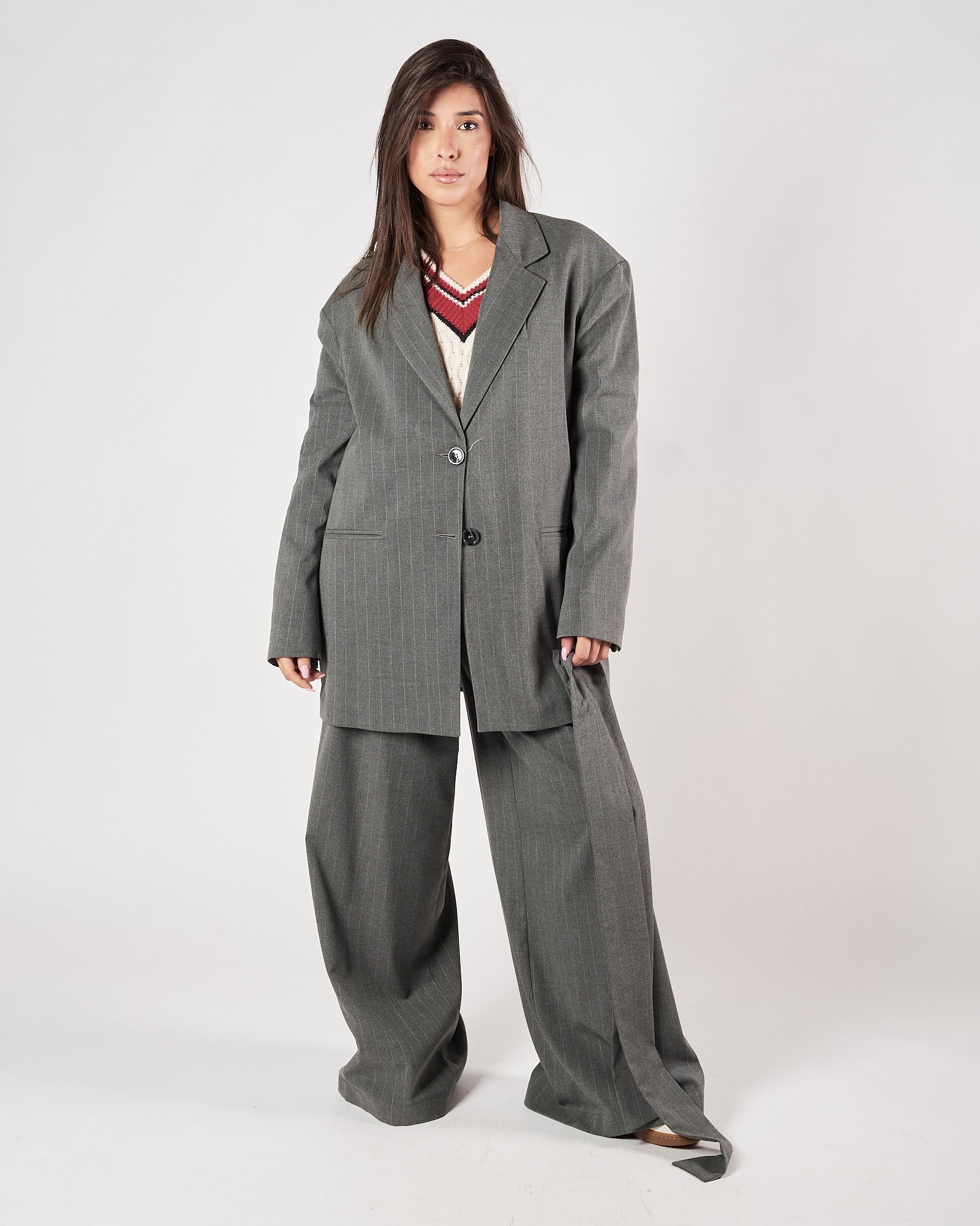 Giacca Marc Ellis over gessata grigia