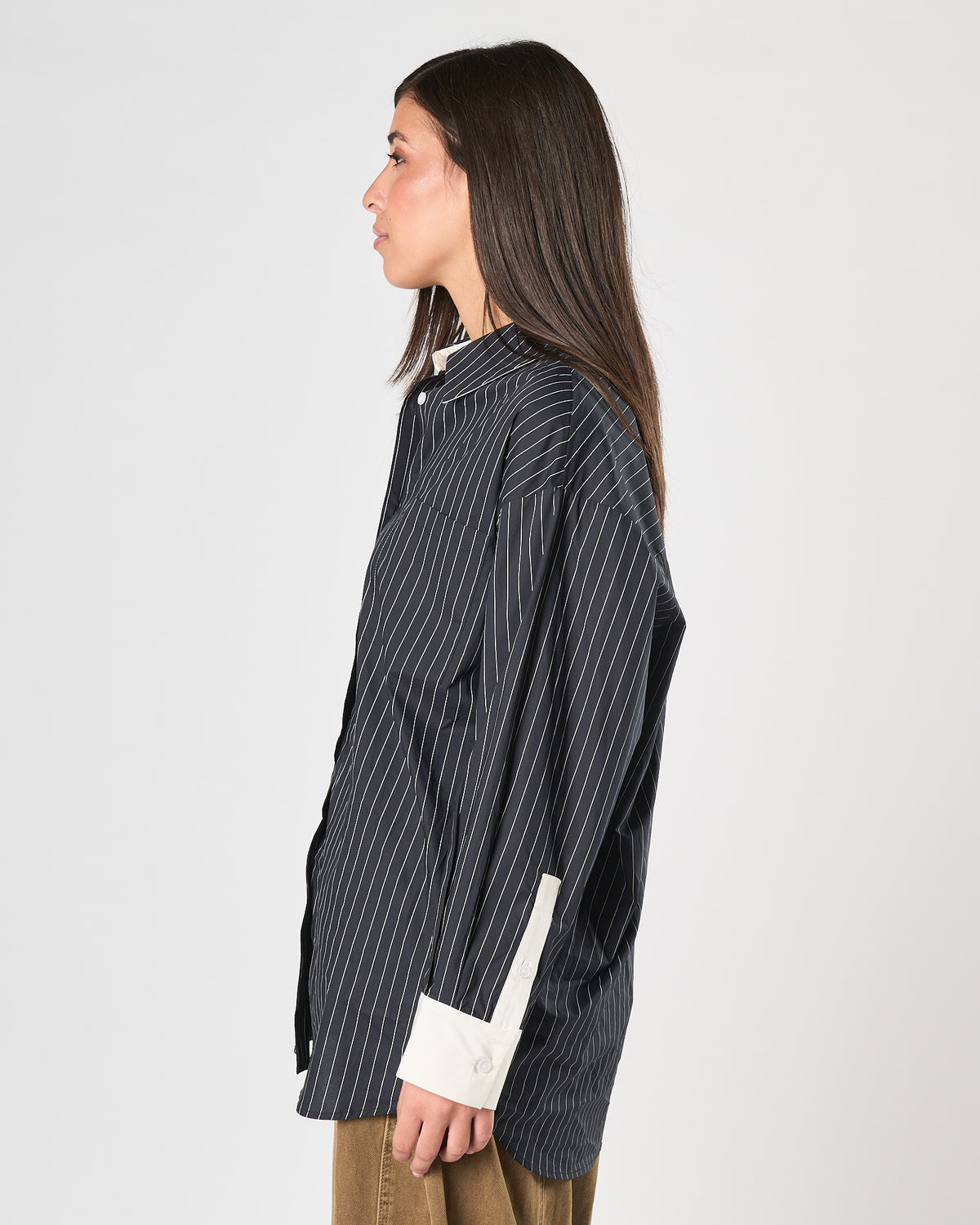Camicia Eleh over gessata blu