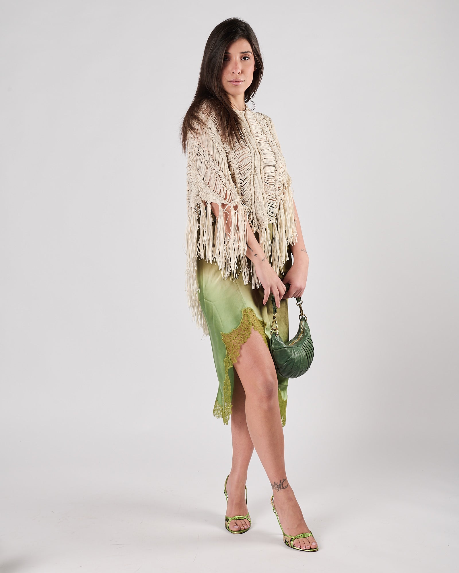 Gonna Mes Demoiselles sfumata verde con pizzo