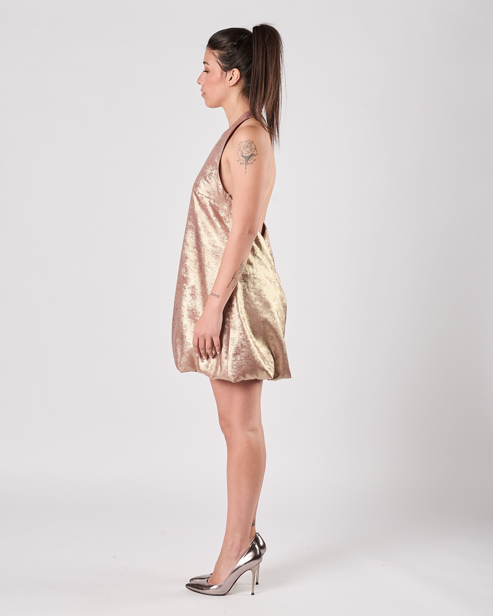 Abito Silence corto laminato gold