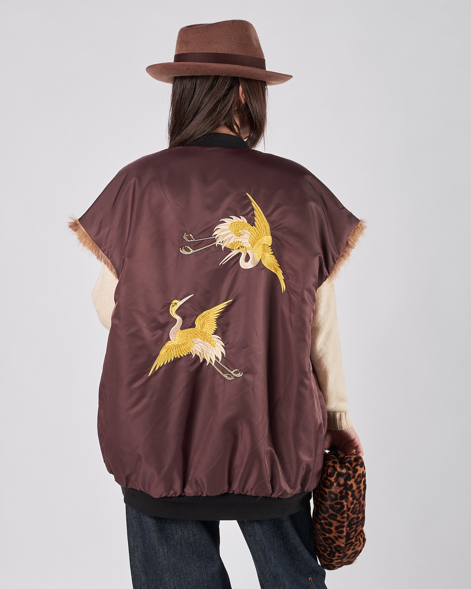 Ecopelliccia Weili Zheng smanicato reversibile con ricamo