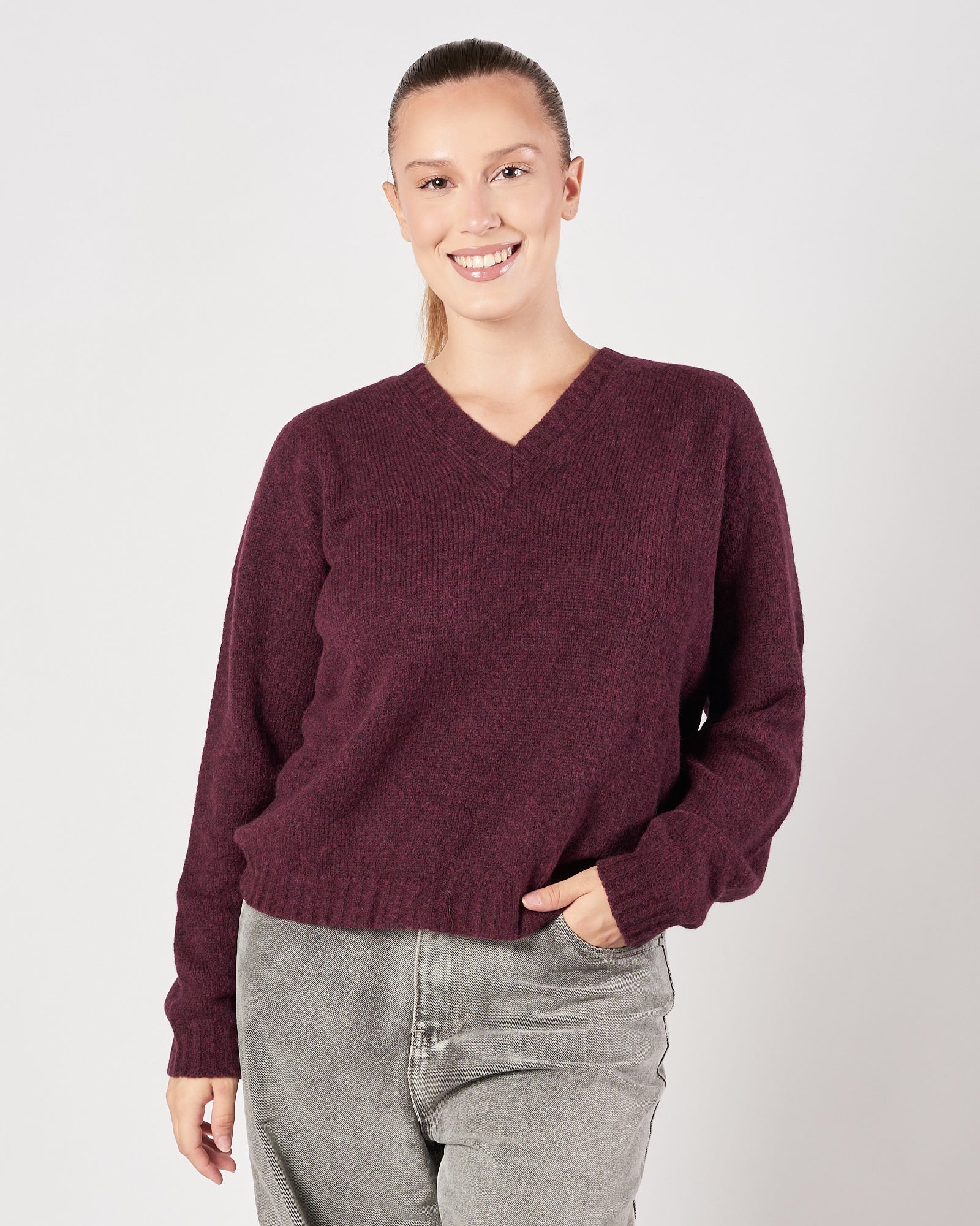 Maglia Roberto Collina scollo v bordeaux