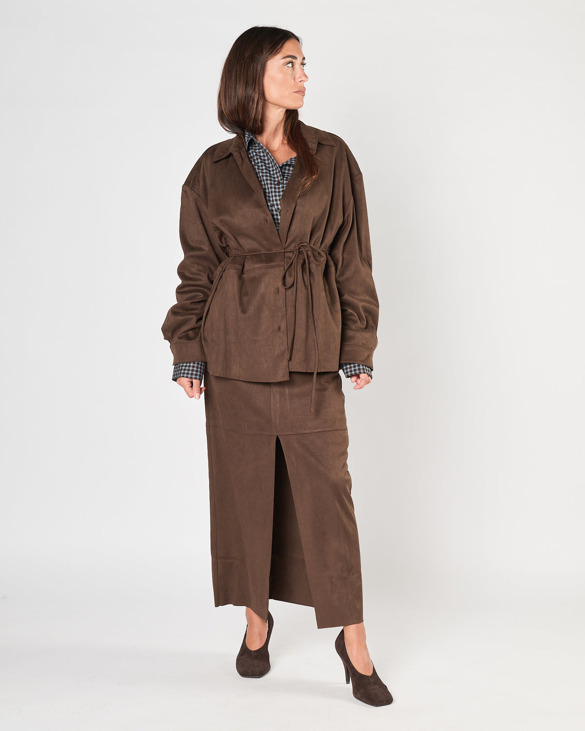 Camicia Eleh in suede cioccolato