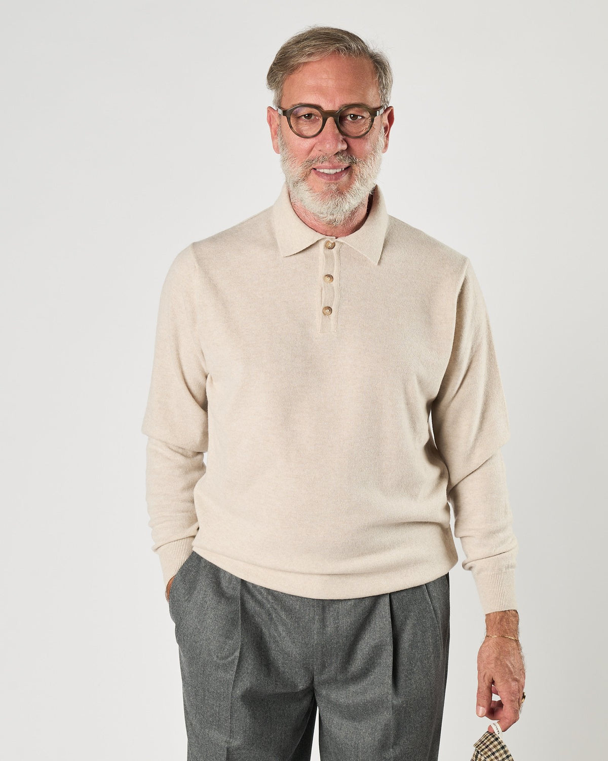 Polo Aimé in maglia beige