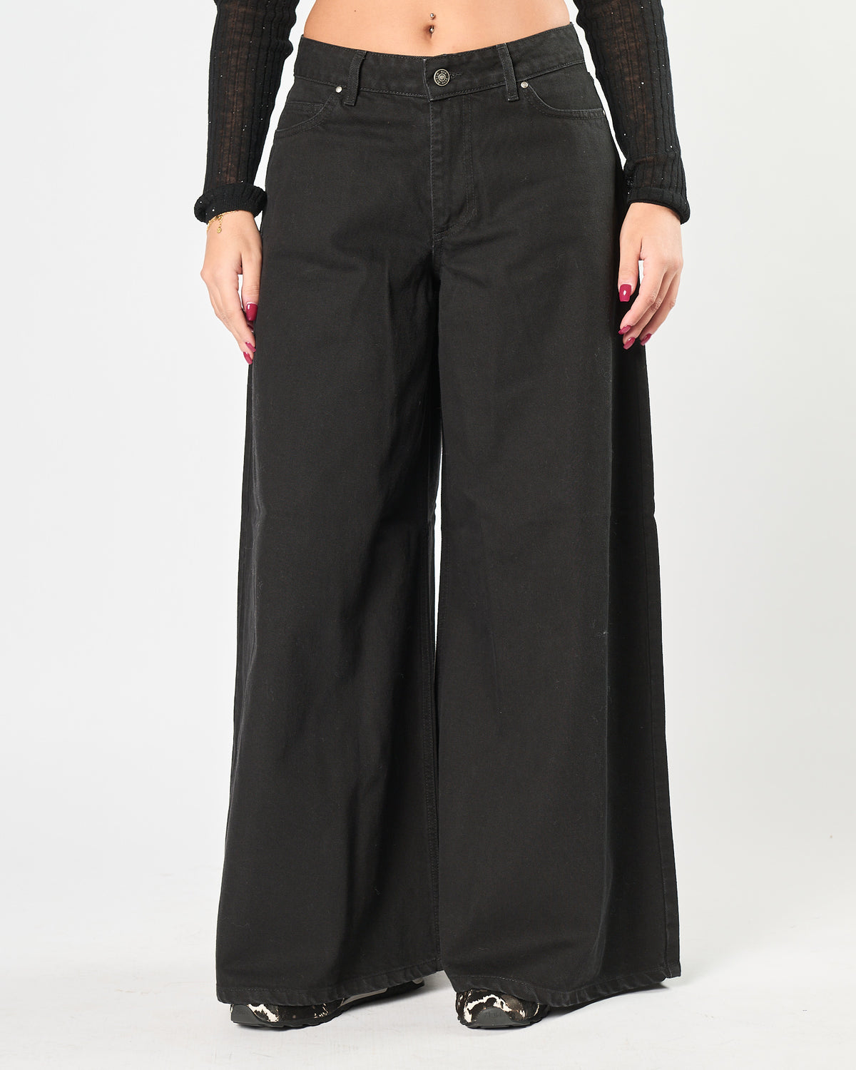 Jeans God Save Denim gamba larga nero