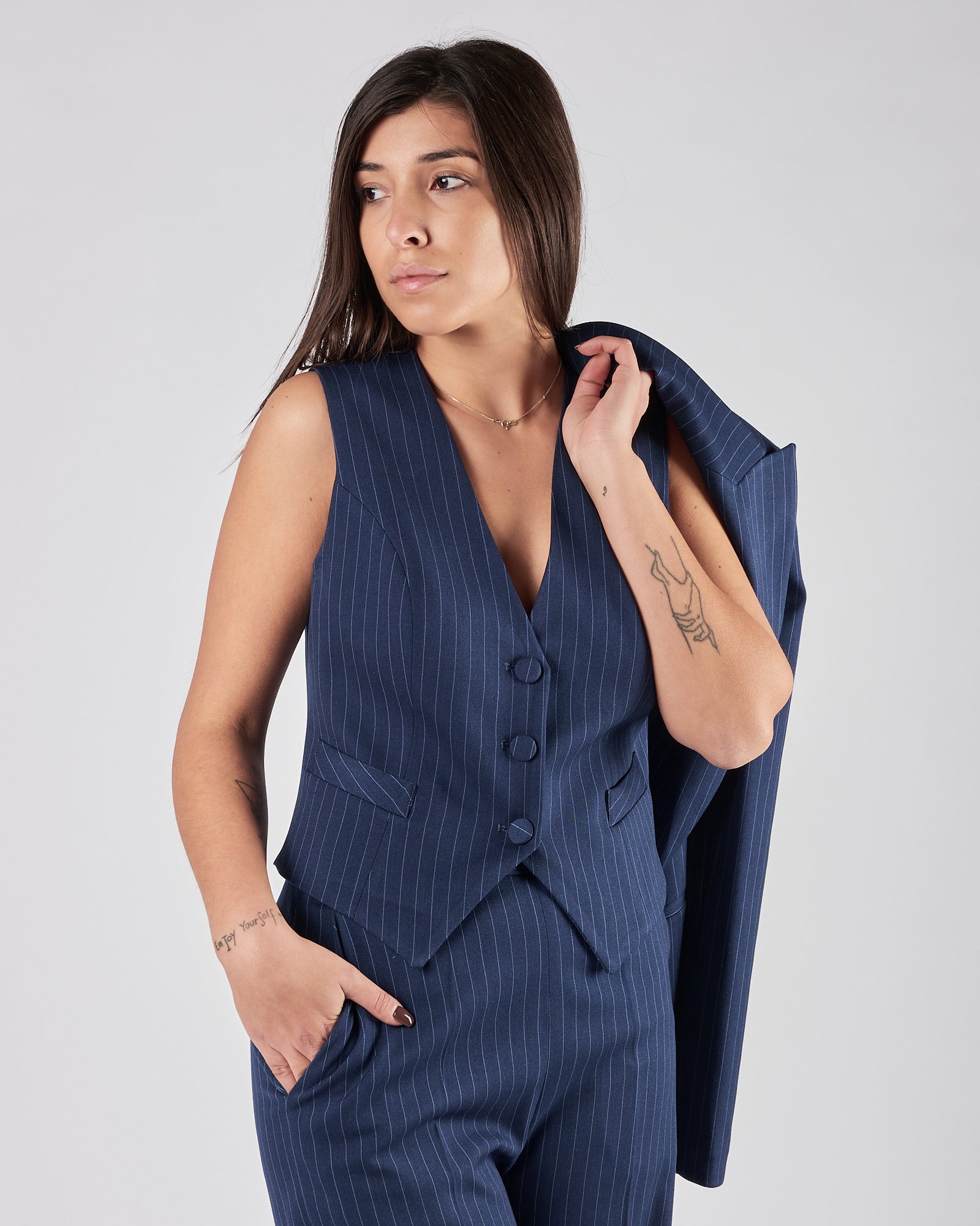 Gilet Silence gessato denim