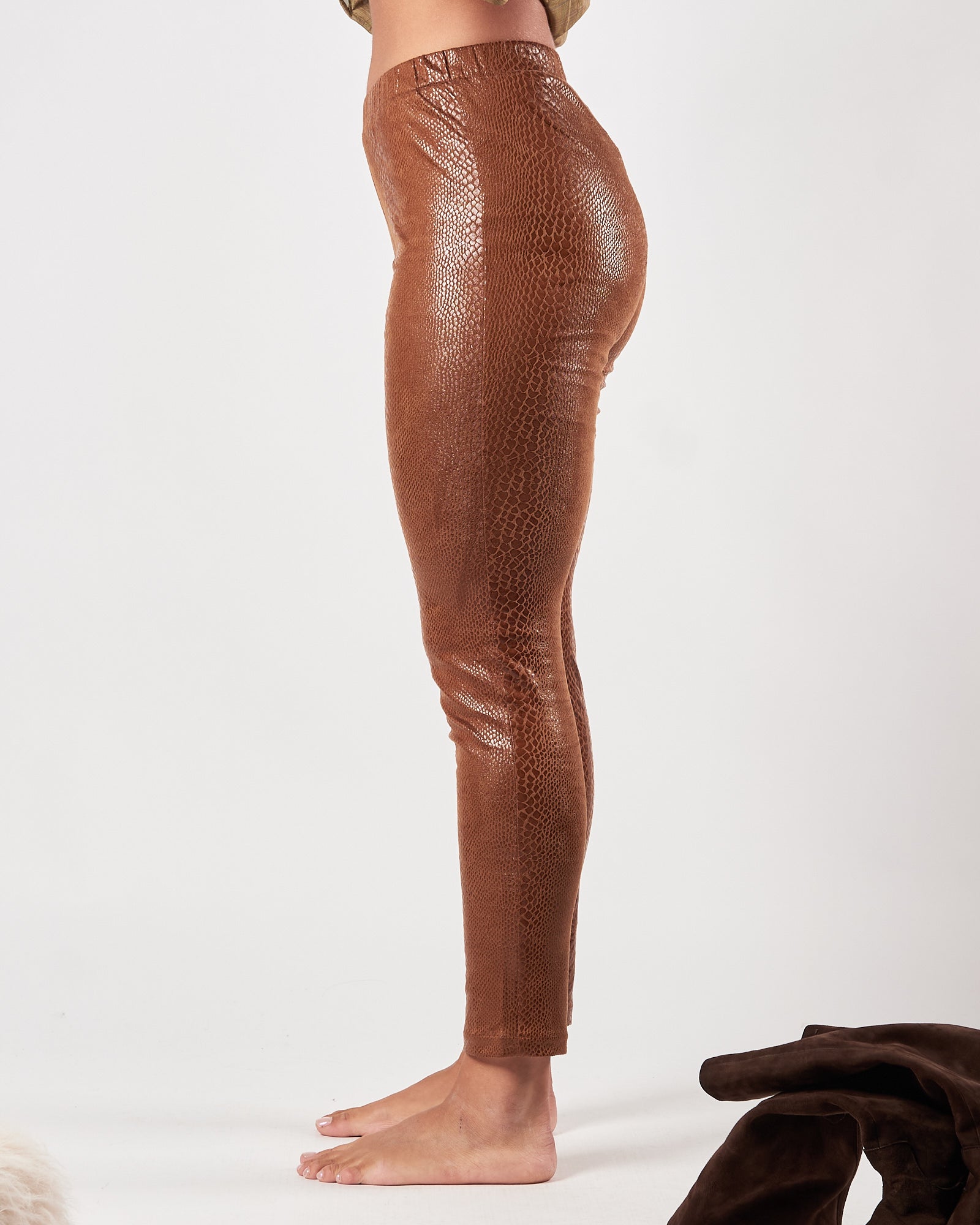 Pantalone Mes Demoiselles eco pelle pitonato brownie