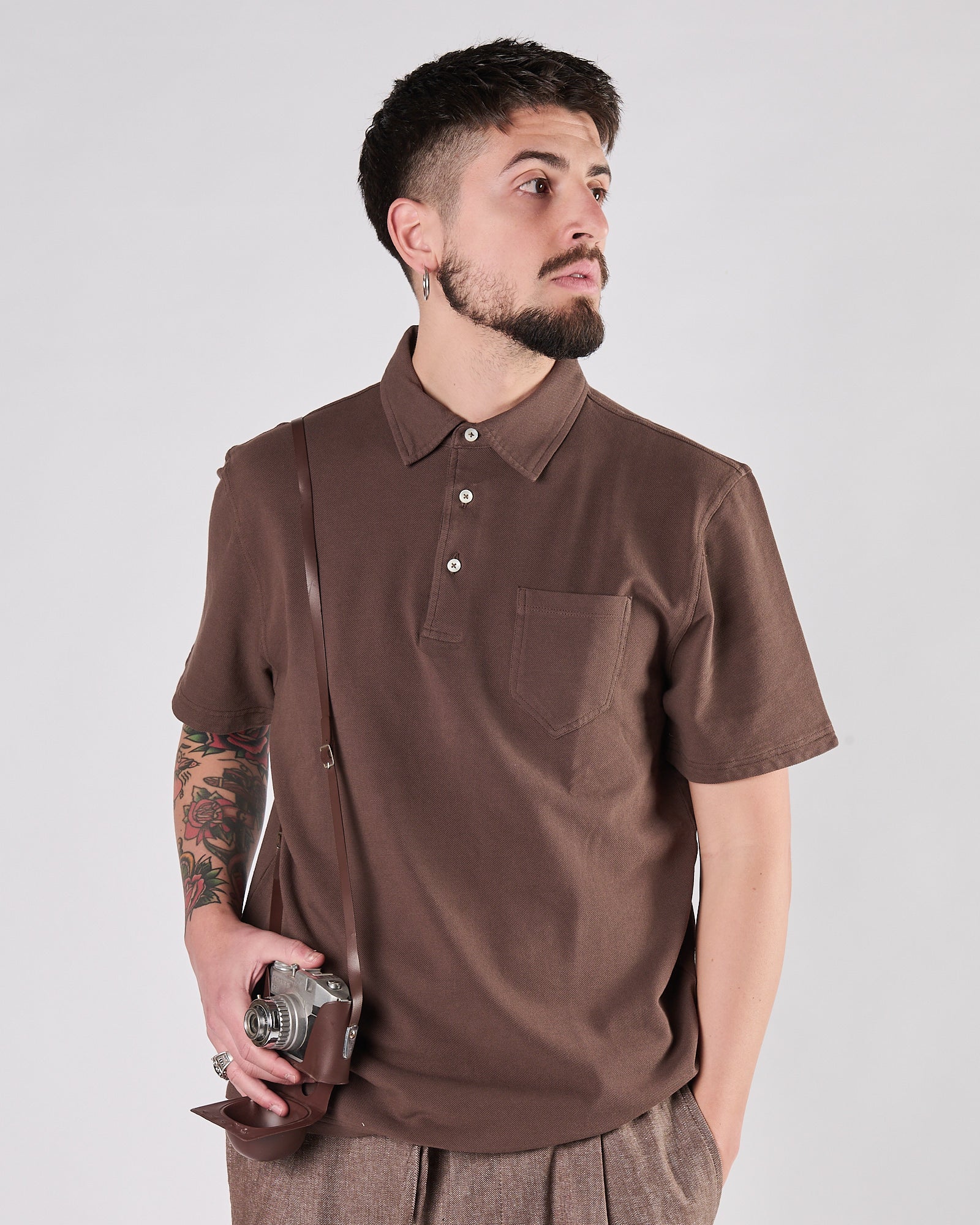 Polo Bl'ker manica corta piquet Dark brown