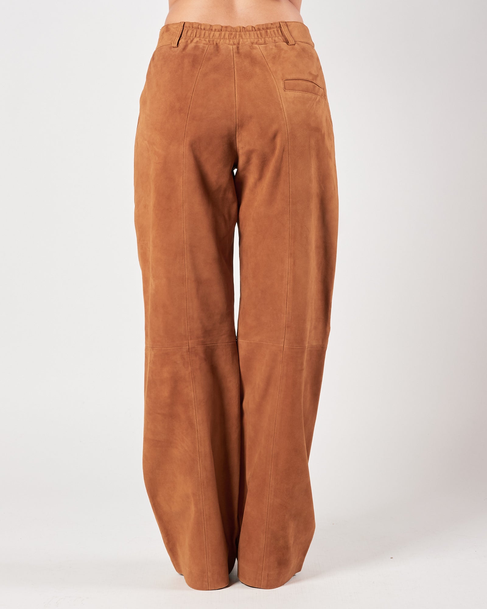 Pantalone Tela9 largo in suede ruggine