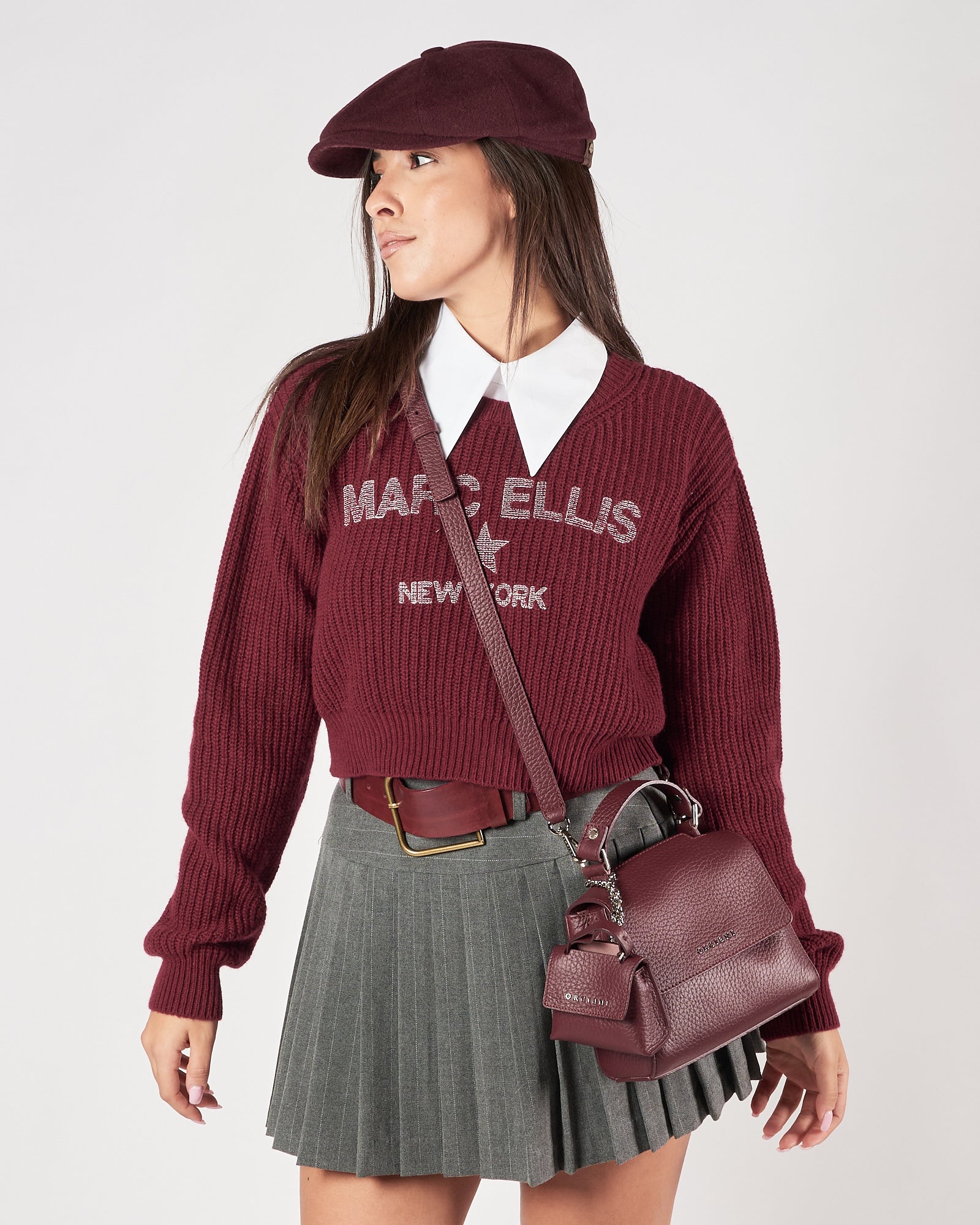 Maglia Marc Ellis girocollo corta bordeaux con logo