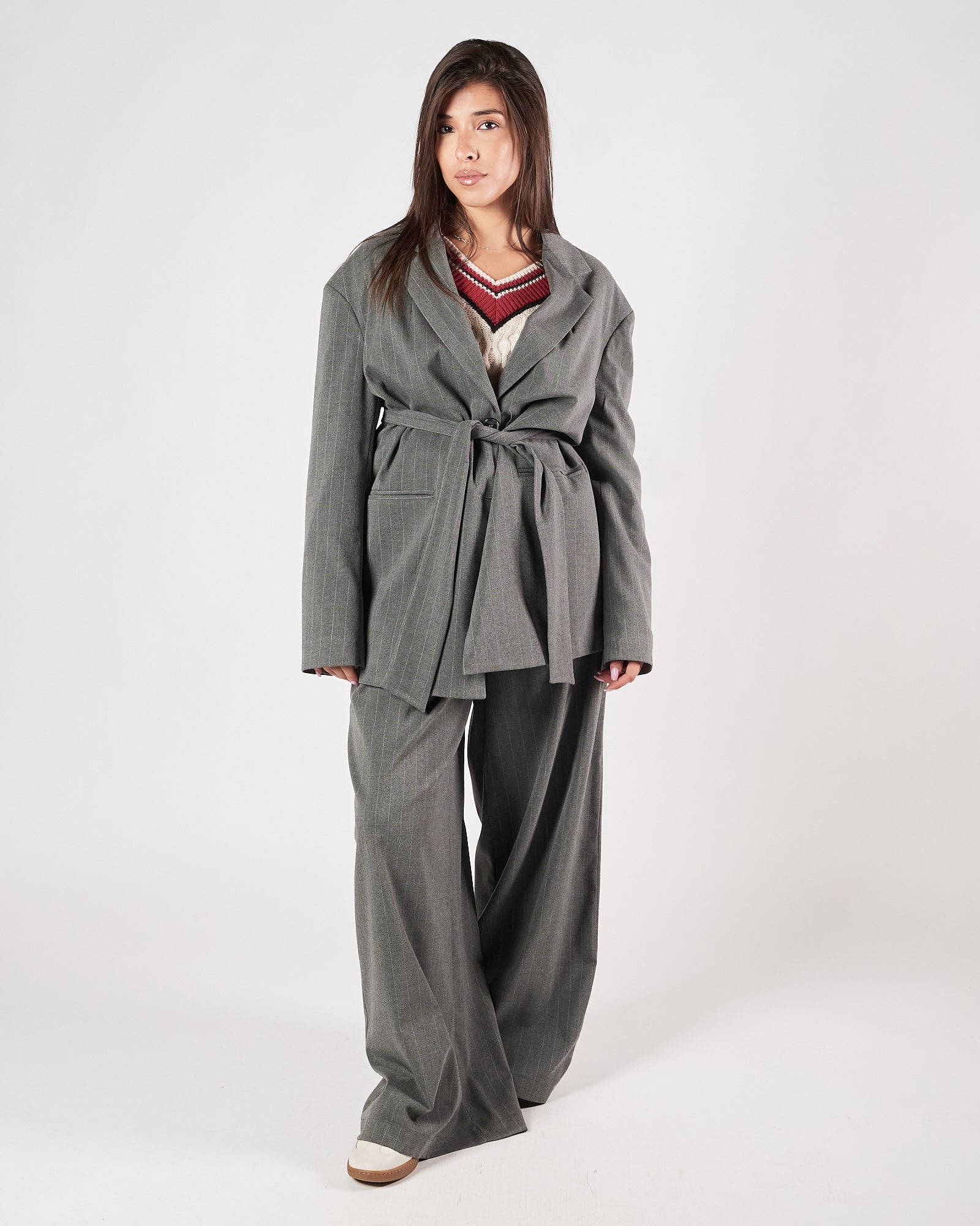 Giacca Marc Ellis over gessata grigia